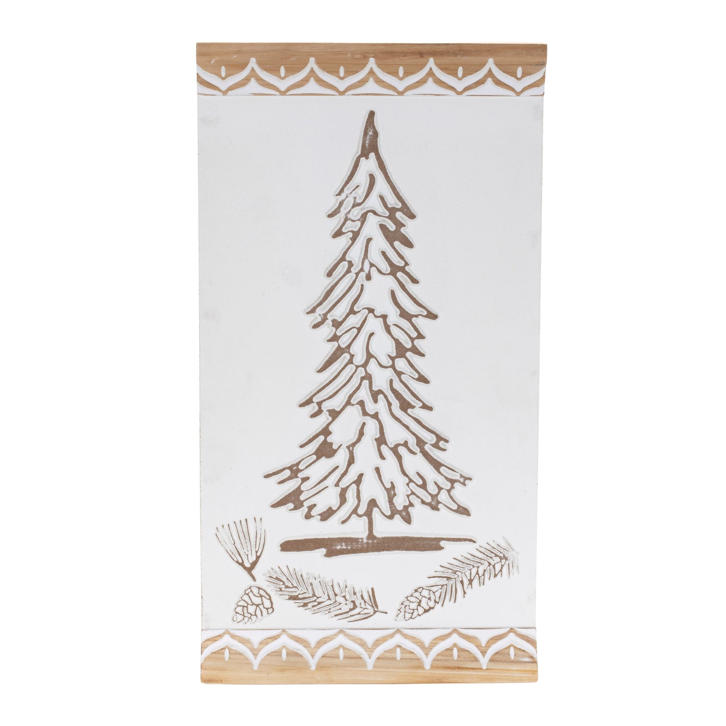 Carved Wood Pine Tree Wall Art 19"H