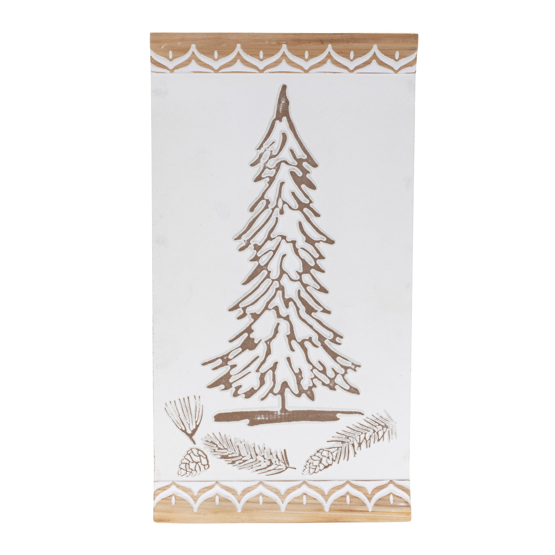 Carved Wood Pine Tree Wall Art 19"H