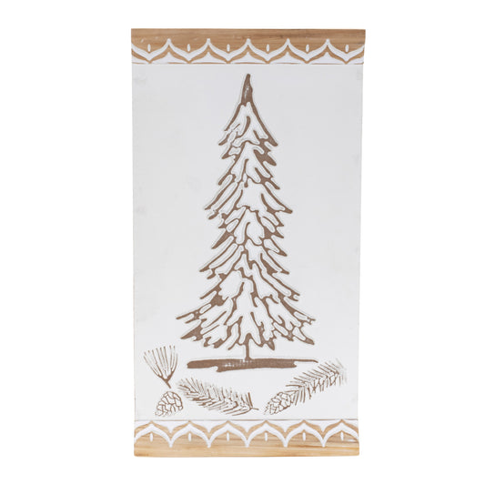 Carved Wood Pine Tree Wall Art 19"H