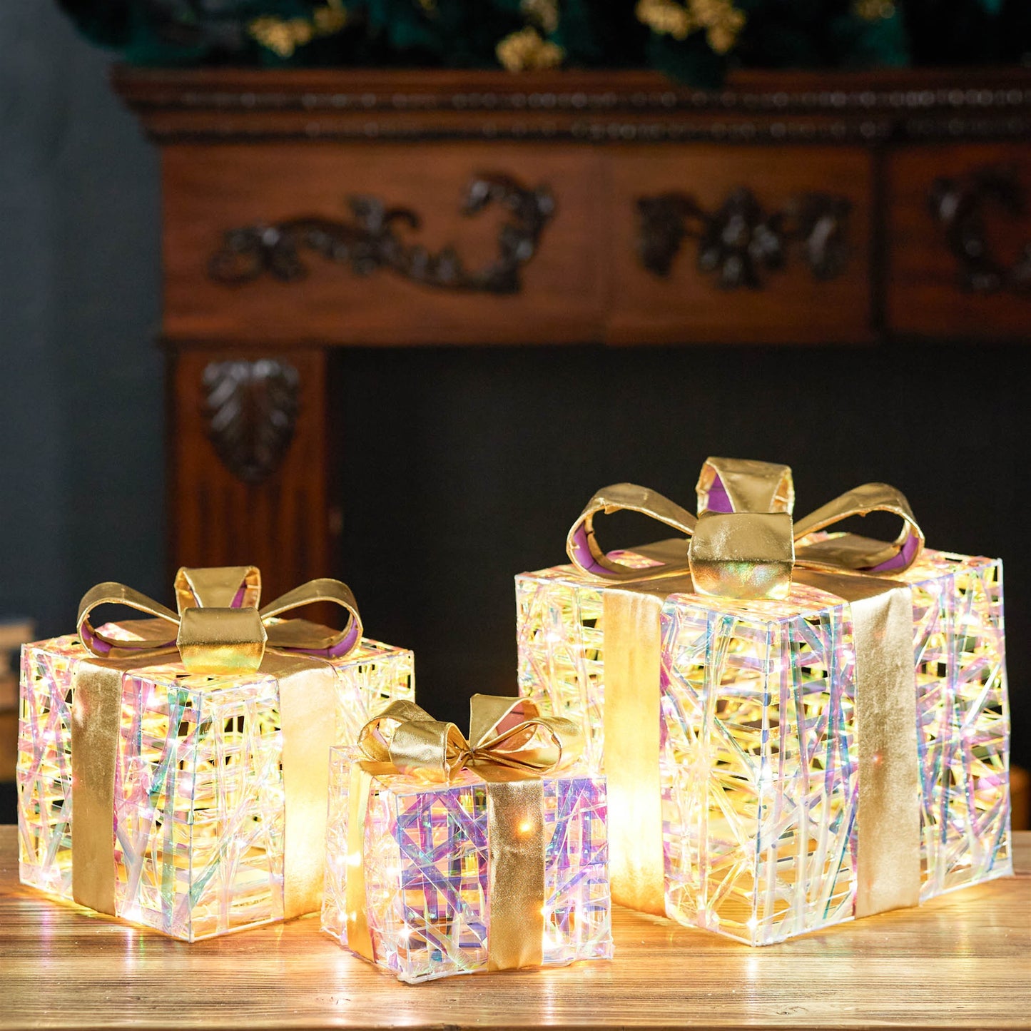 LED Woven Packages with Bow (Set of 3)