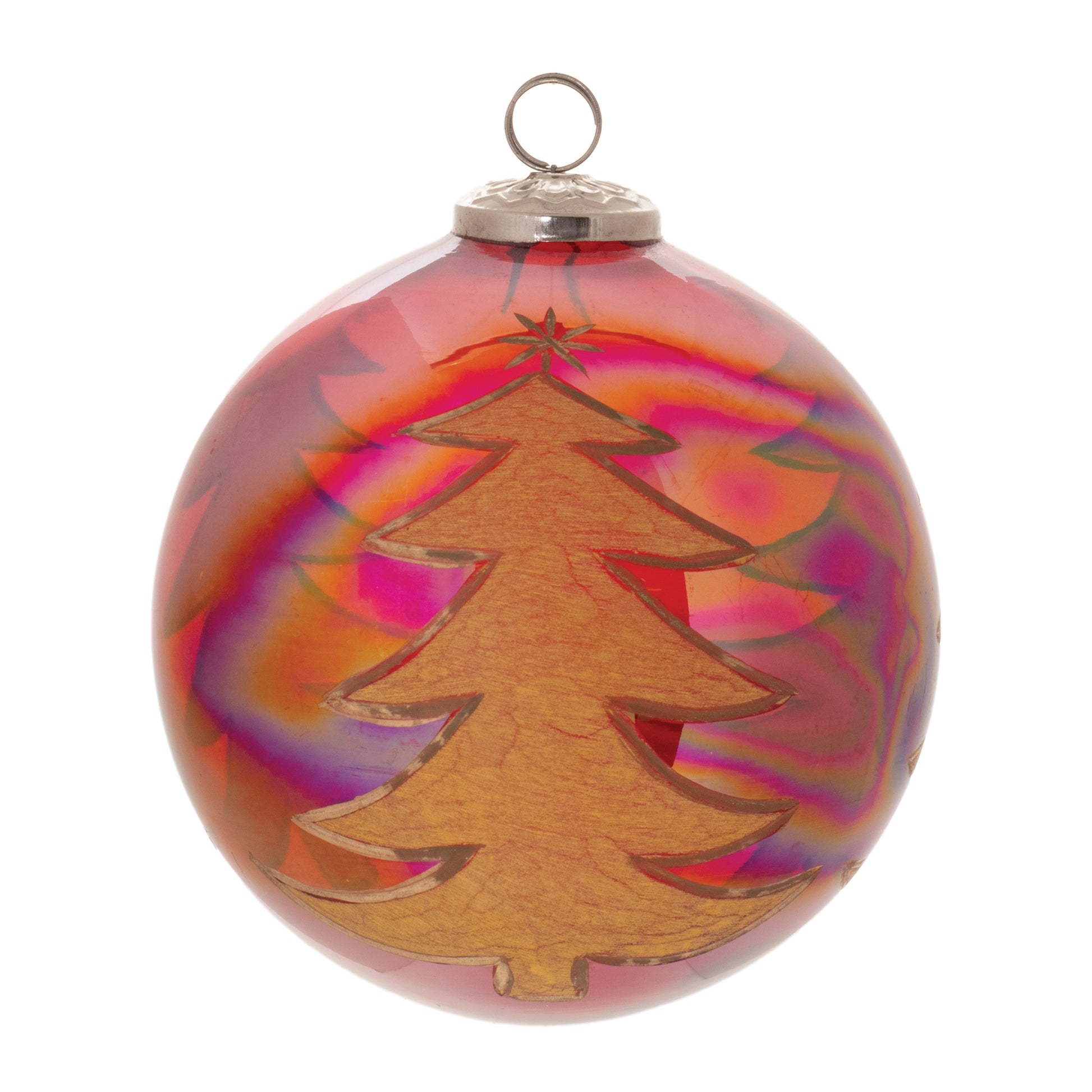 Tree Etched Ball Ornament (Set of 4)