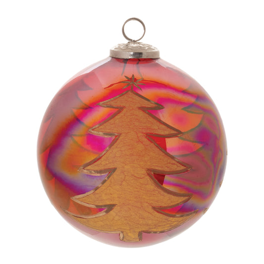 Tree Etched Ball Ornament (Set of 4)