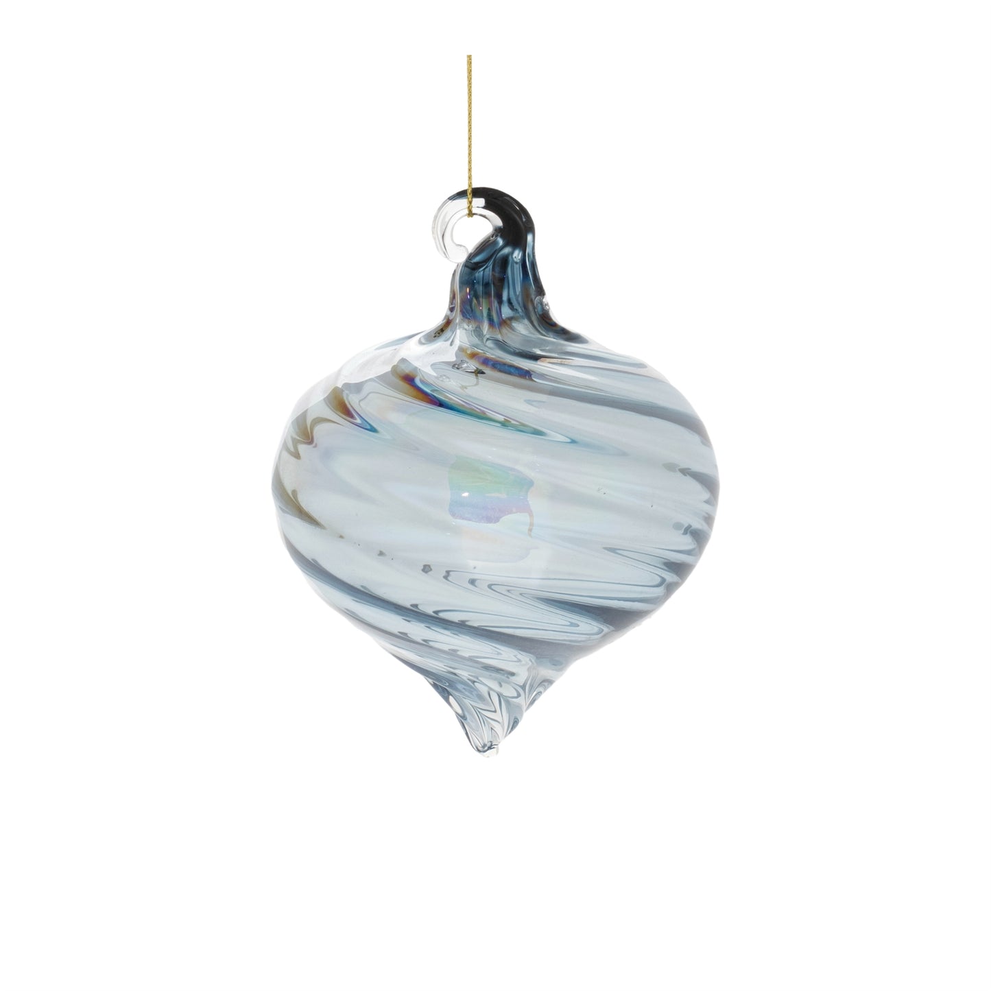 Iridescent Swirl Glass Ornament (Set of 12)