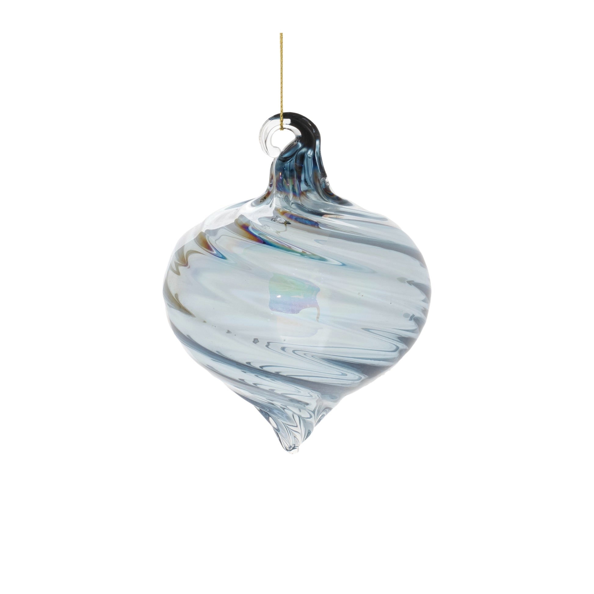 Iridescent Swirl Glass Ornament (Set of 12)