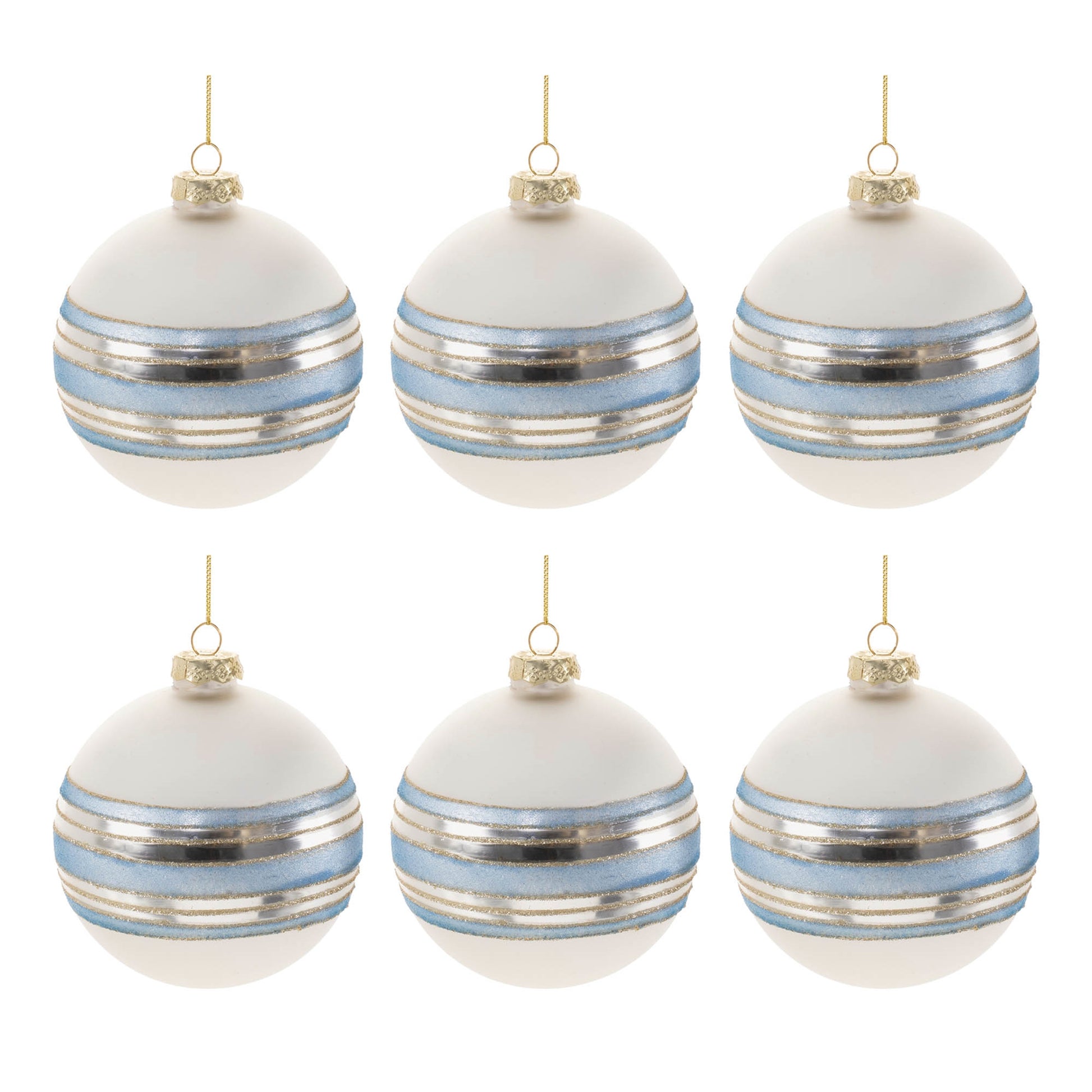 Striped Glass Ball Ornament (Set of 6)