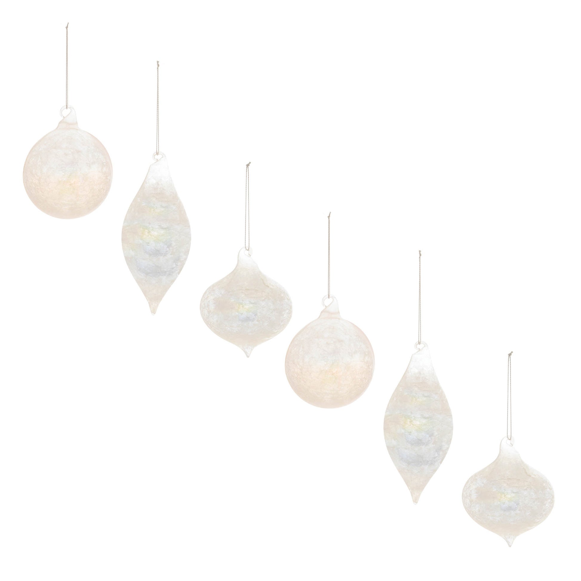 Iridescent Cloudy Glass Ornament (Set of 6)