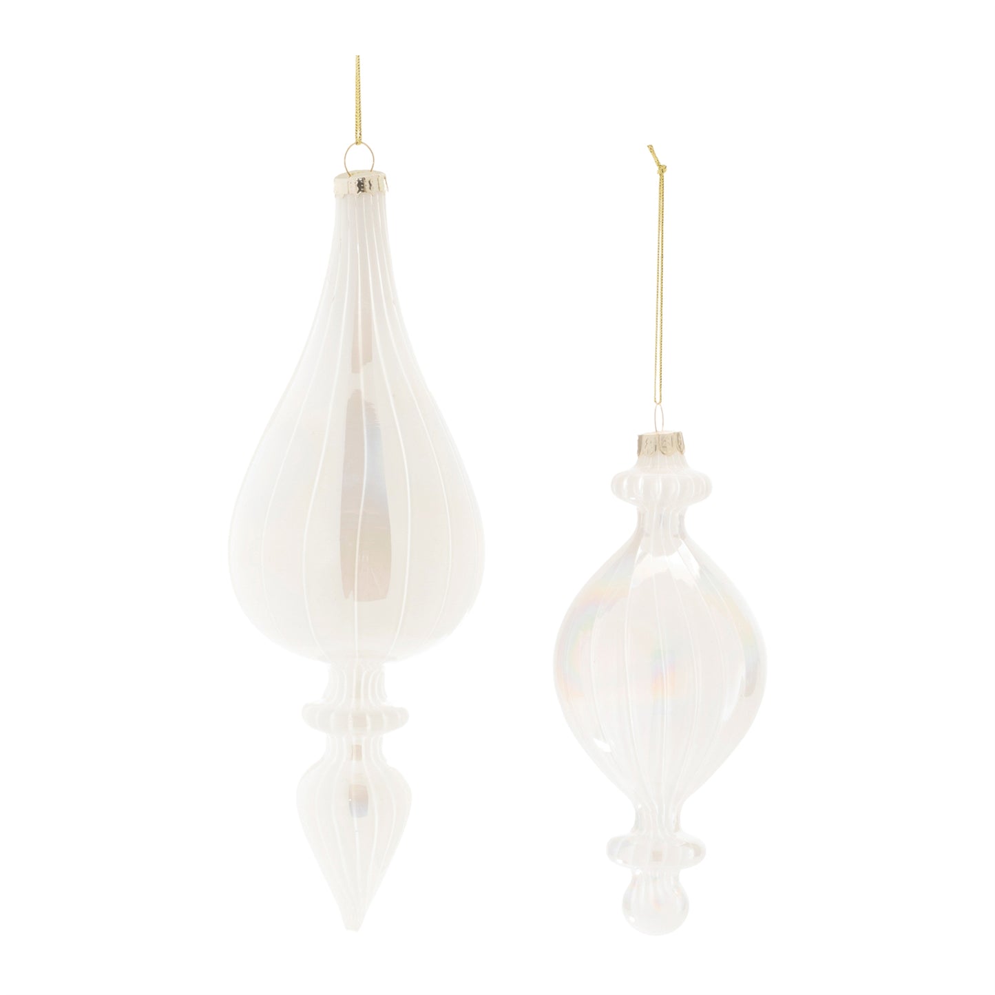 Iridescent Glass Finial Ornament (Set of 6)
