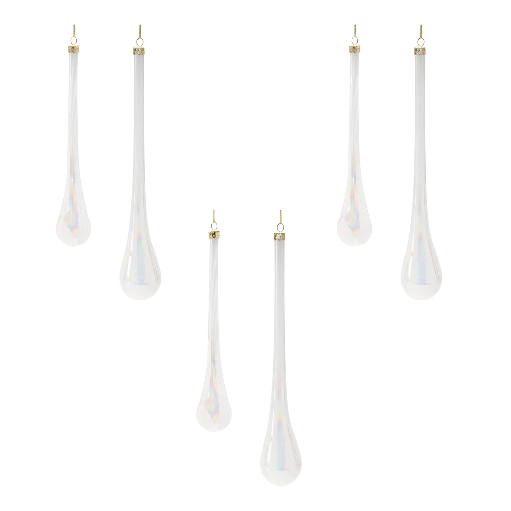 Iridescent Glass Drop Ornament (Set of 6)