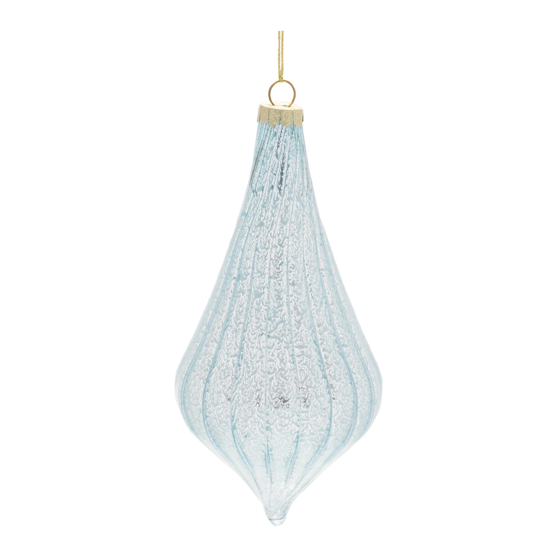 Frosted Blue Glass Ornaments – Set of 6