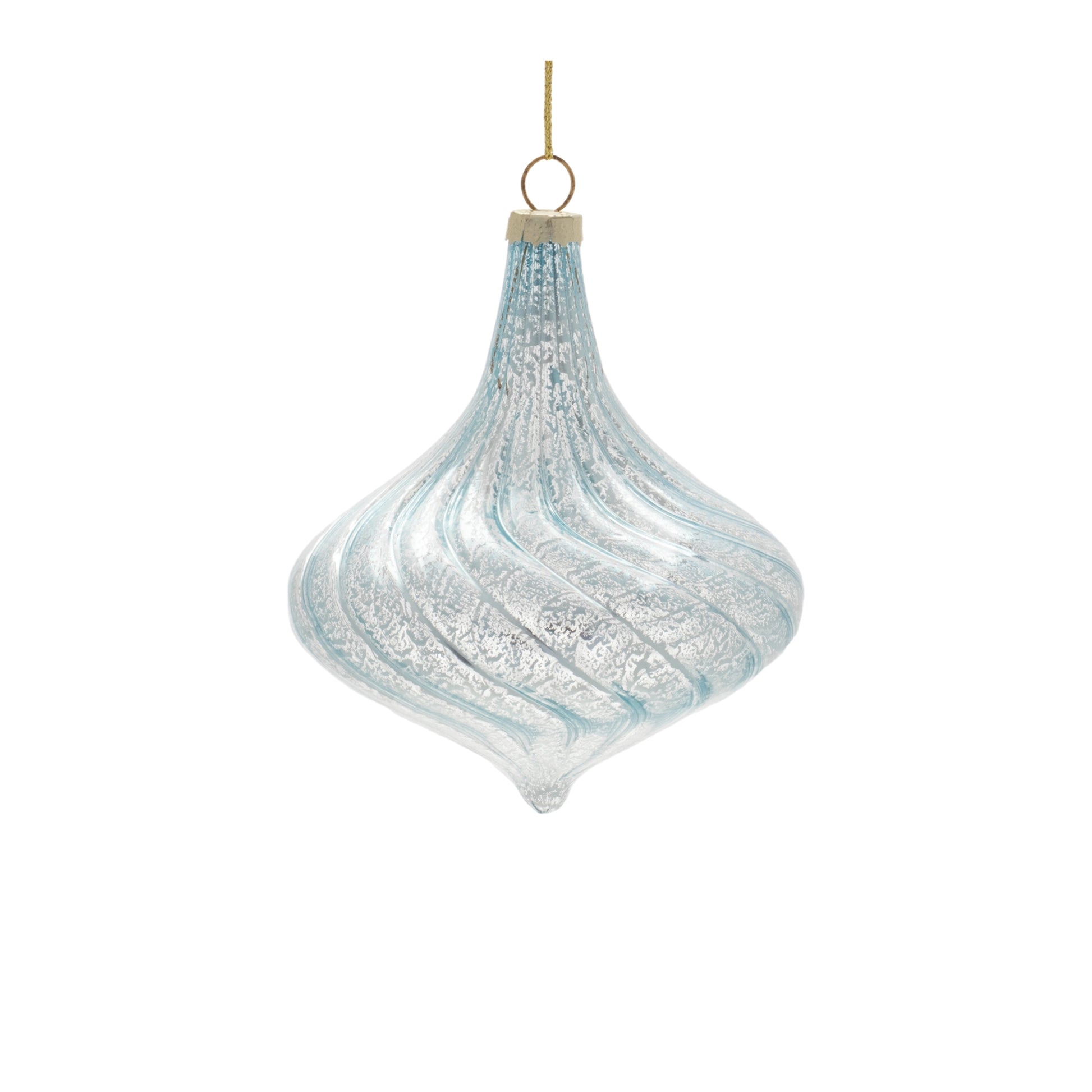 Frosted Blue Glass Ornaments – Set of 6