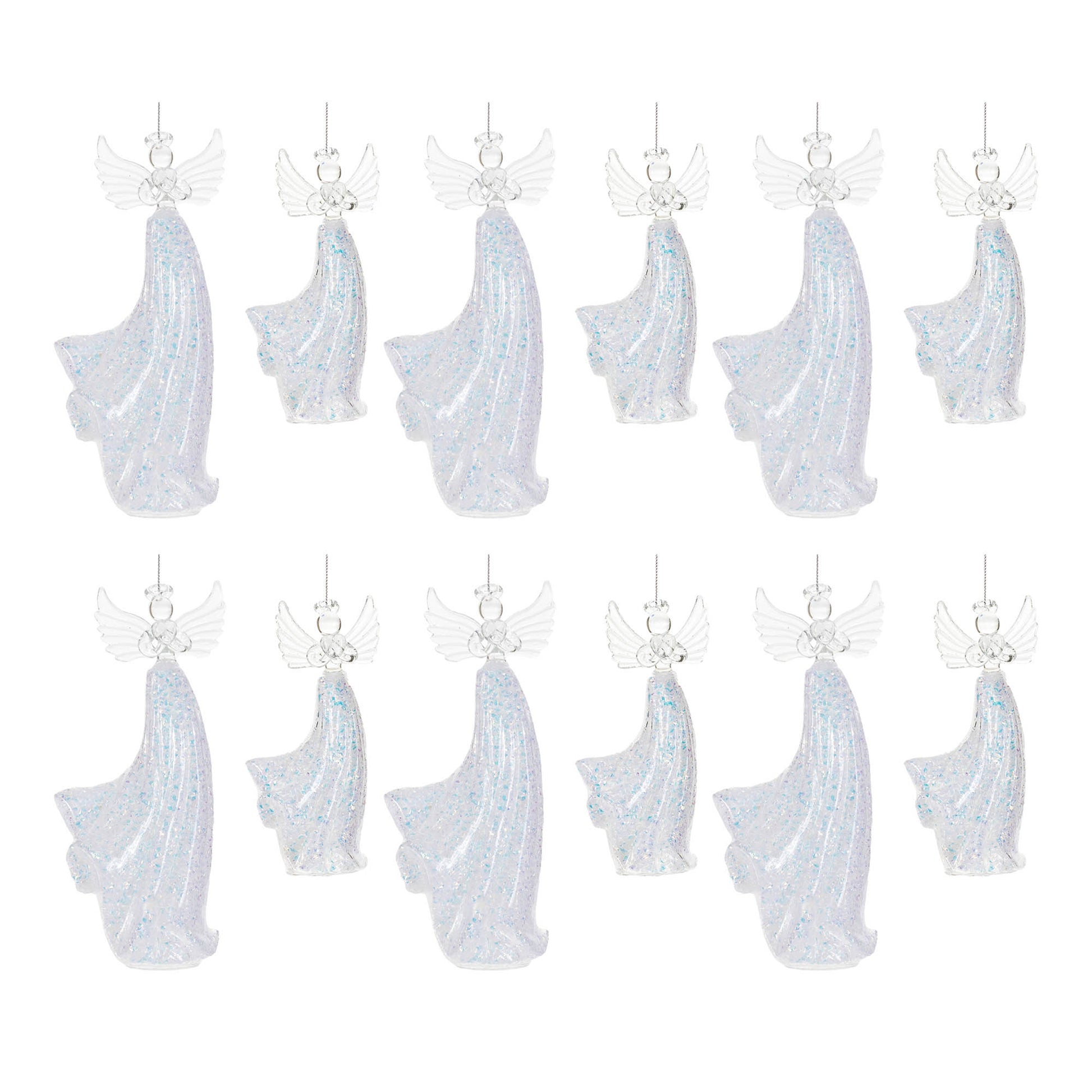 Iridescent Glass Angel Ornament (Set of 6)