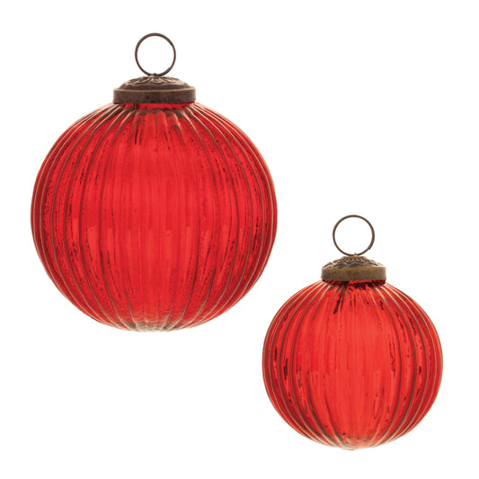 Ribbed Glass Ball Ornament (Set of 12)
