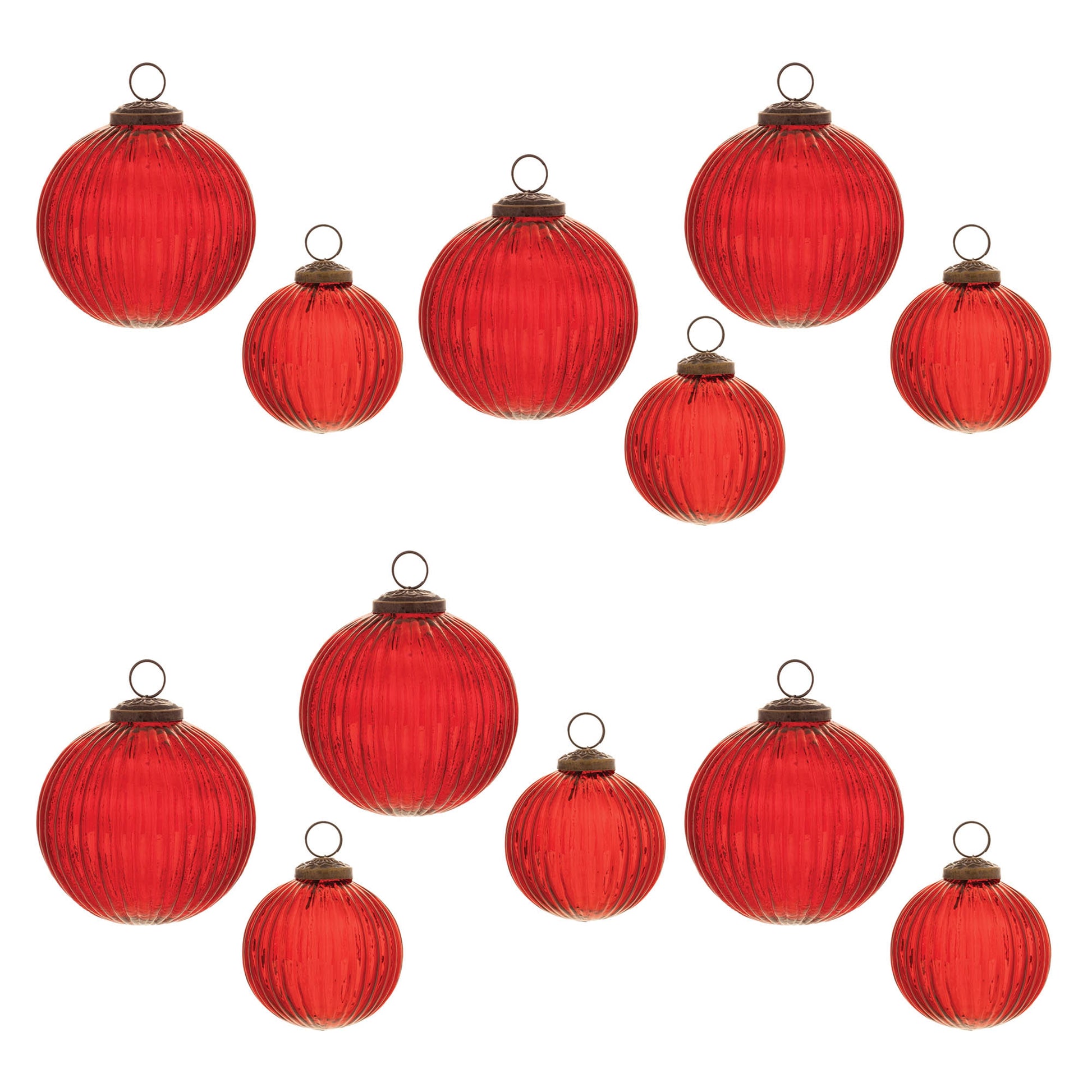 Ribbed Glass Ball Ornament (Set of 12)