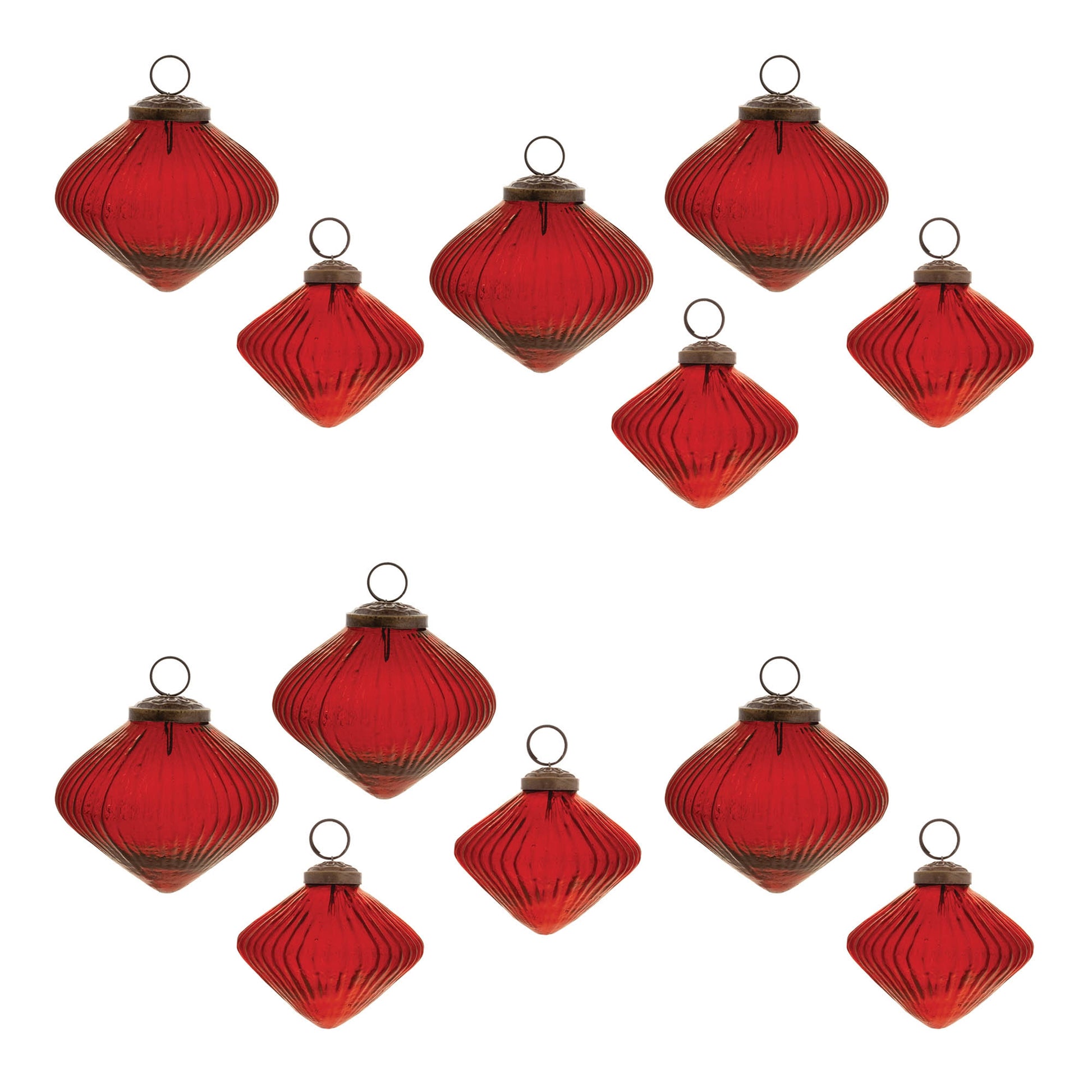 Ribbed Glass Diamond Ornament (Set of 12)