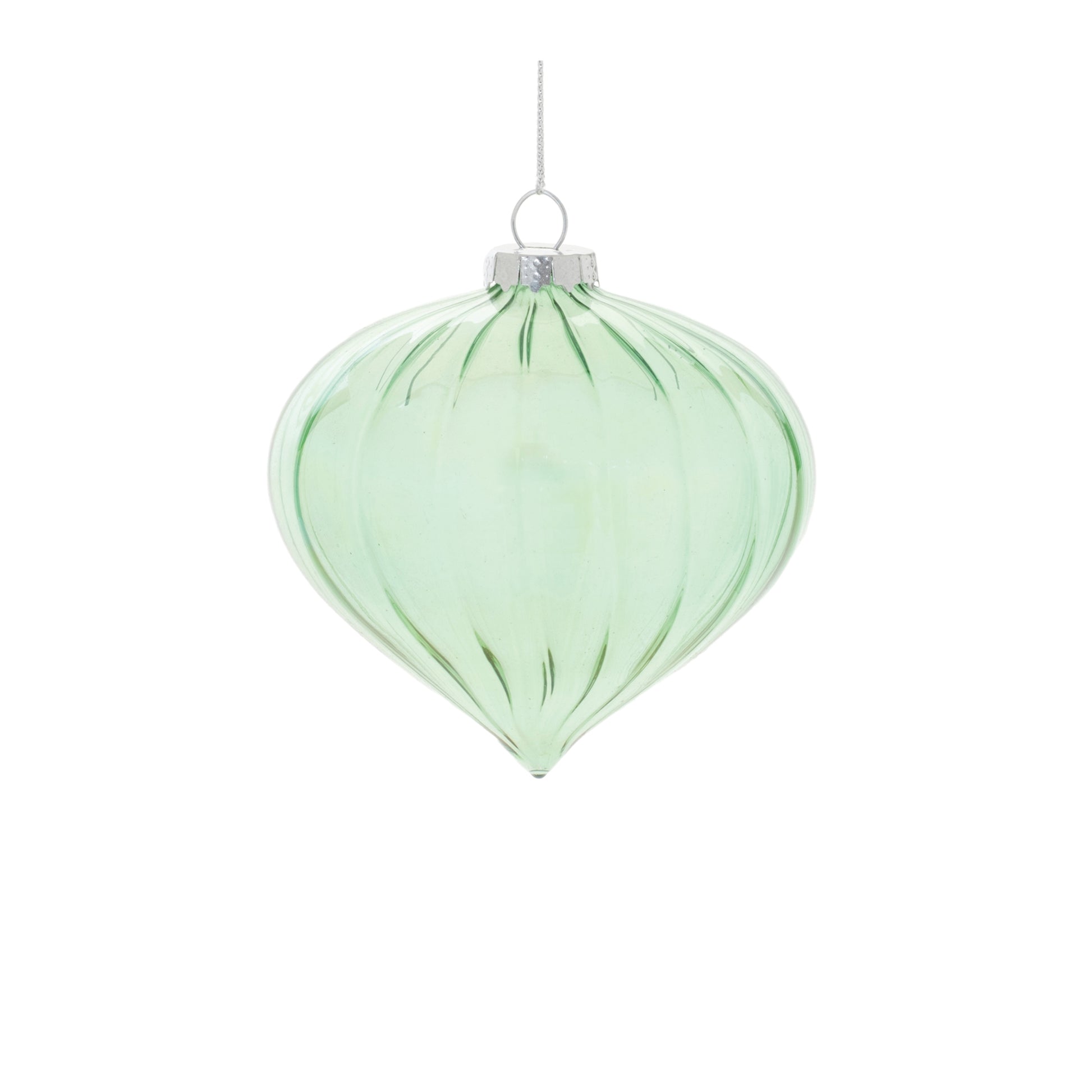 Iridescent Ribbed Glass Ornament (Set of 6)