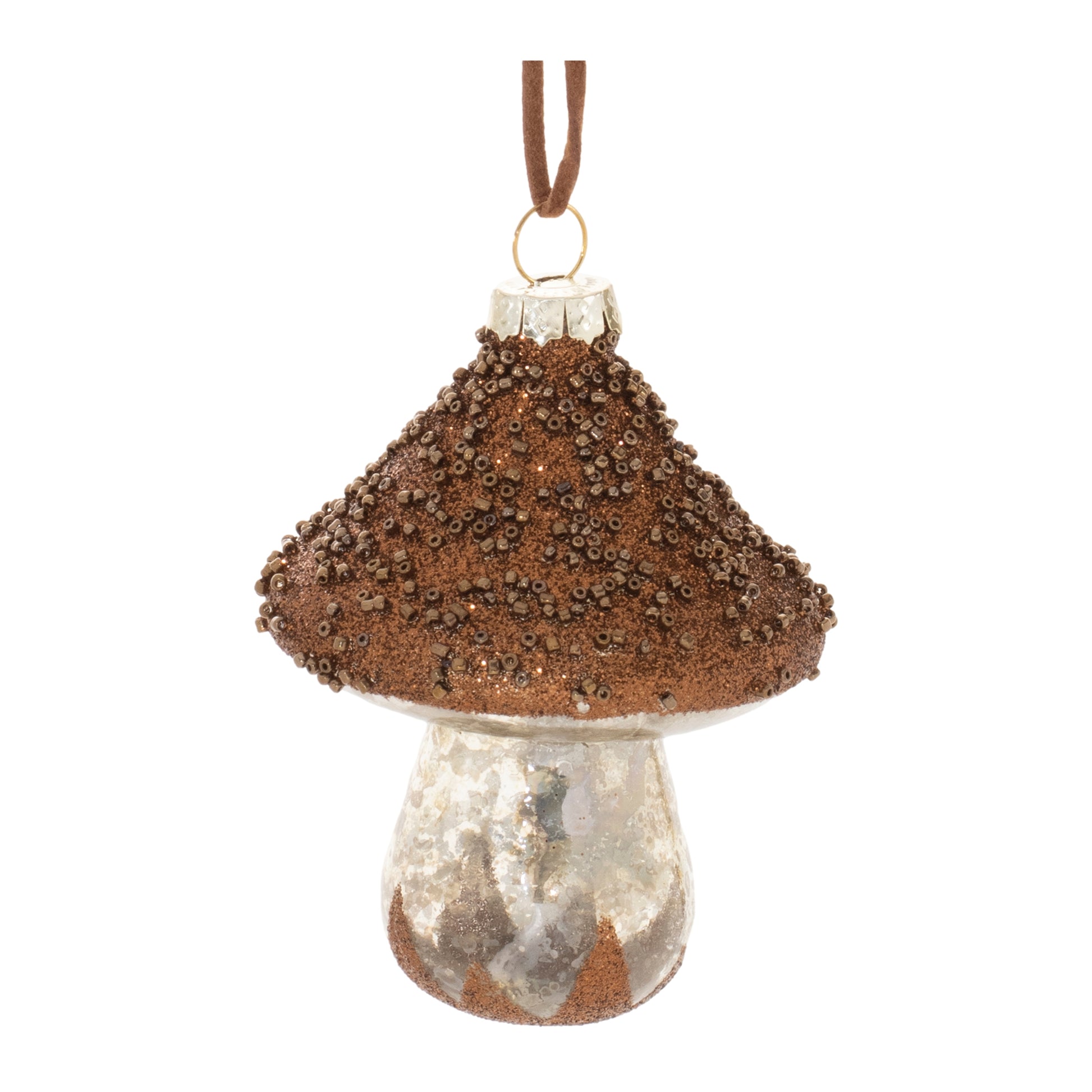 Beaded Glass Mushroom Ornament (Set of 6)