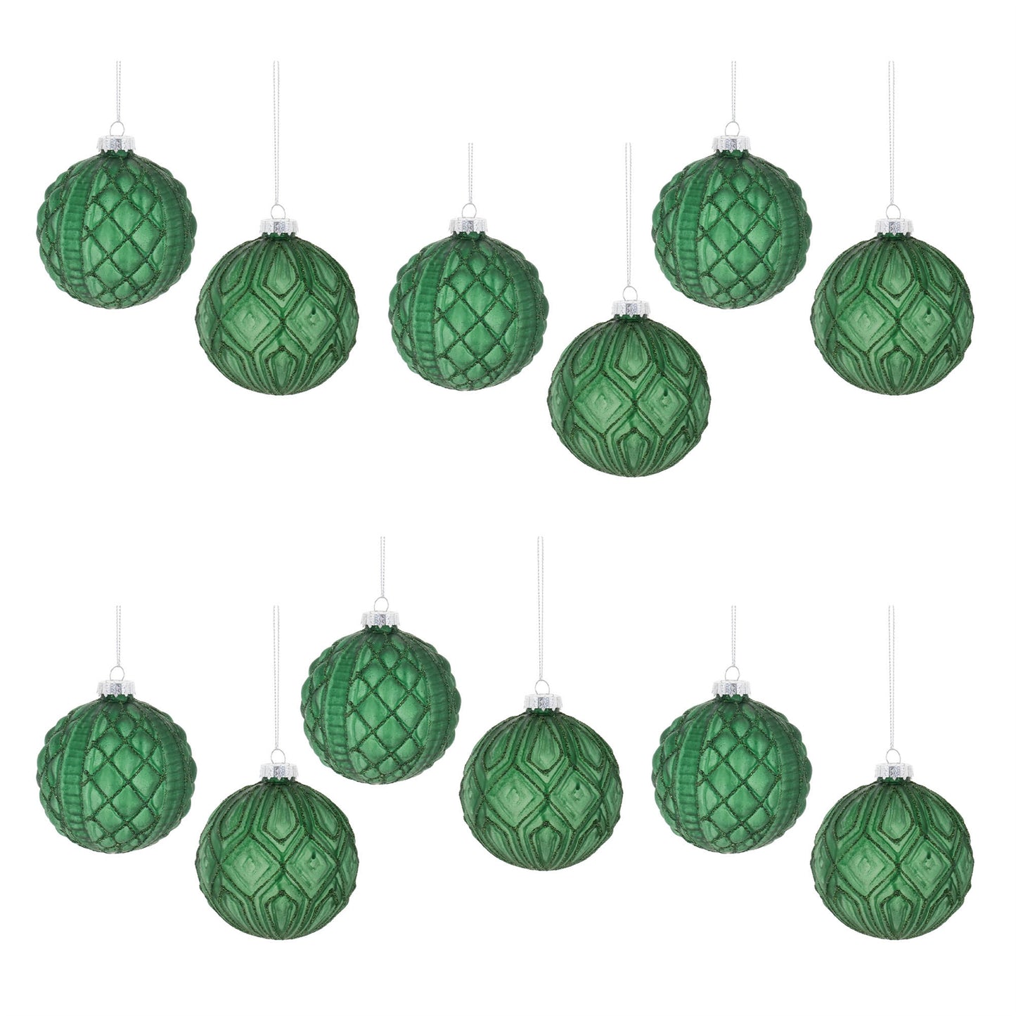 Glitter Frosted Glass Ball Ornament (Set of 12)
