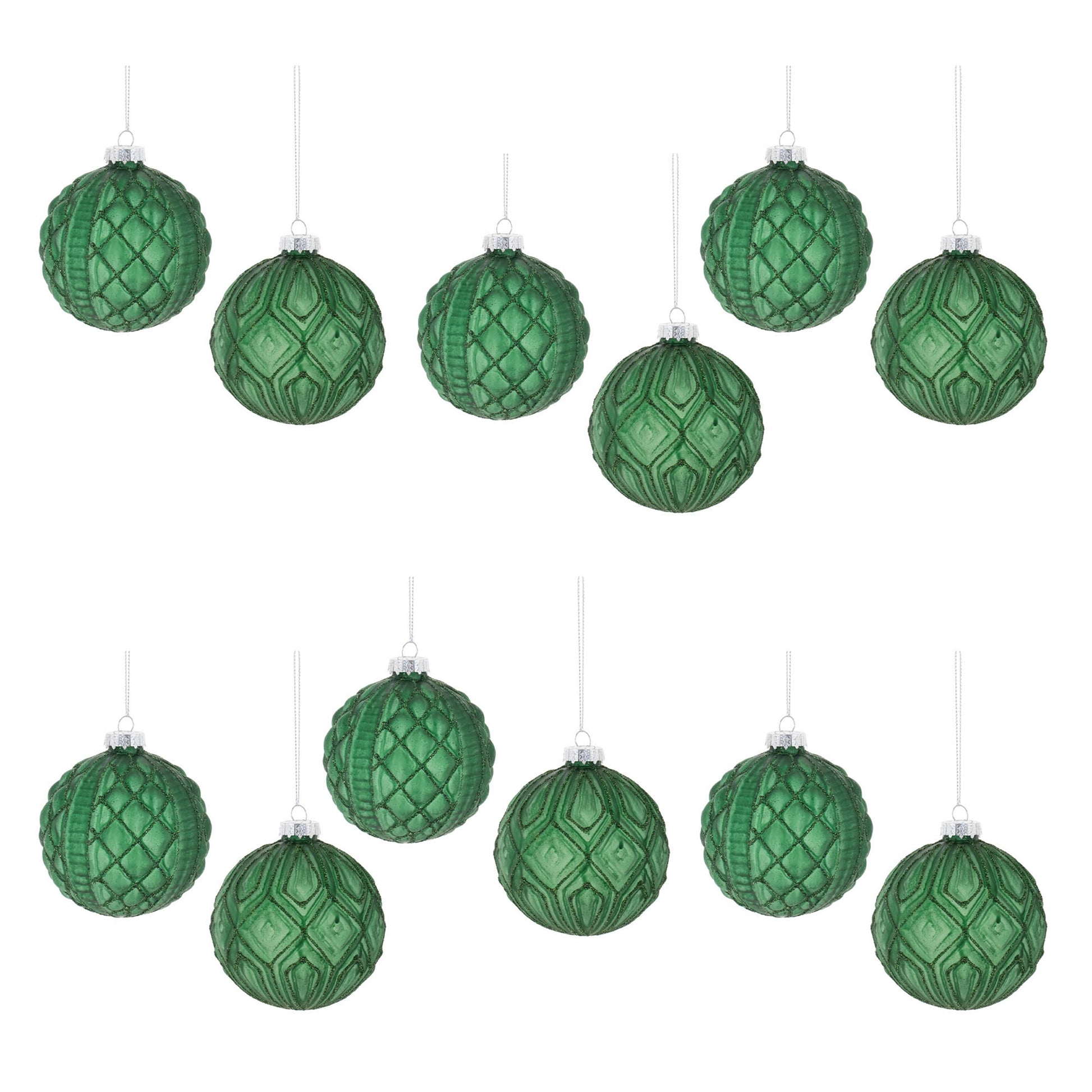 Glitter Frosted Glass Ball Ornament (Set of 12)