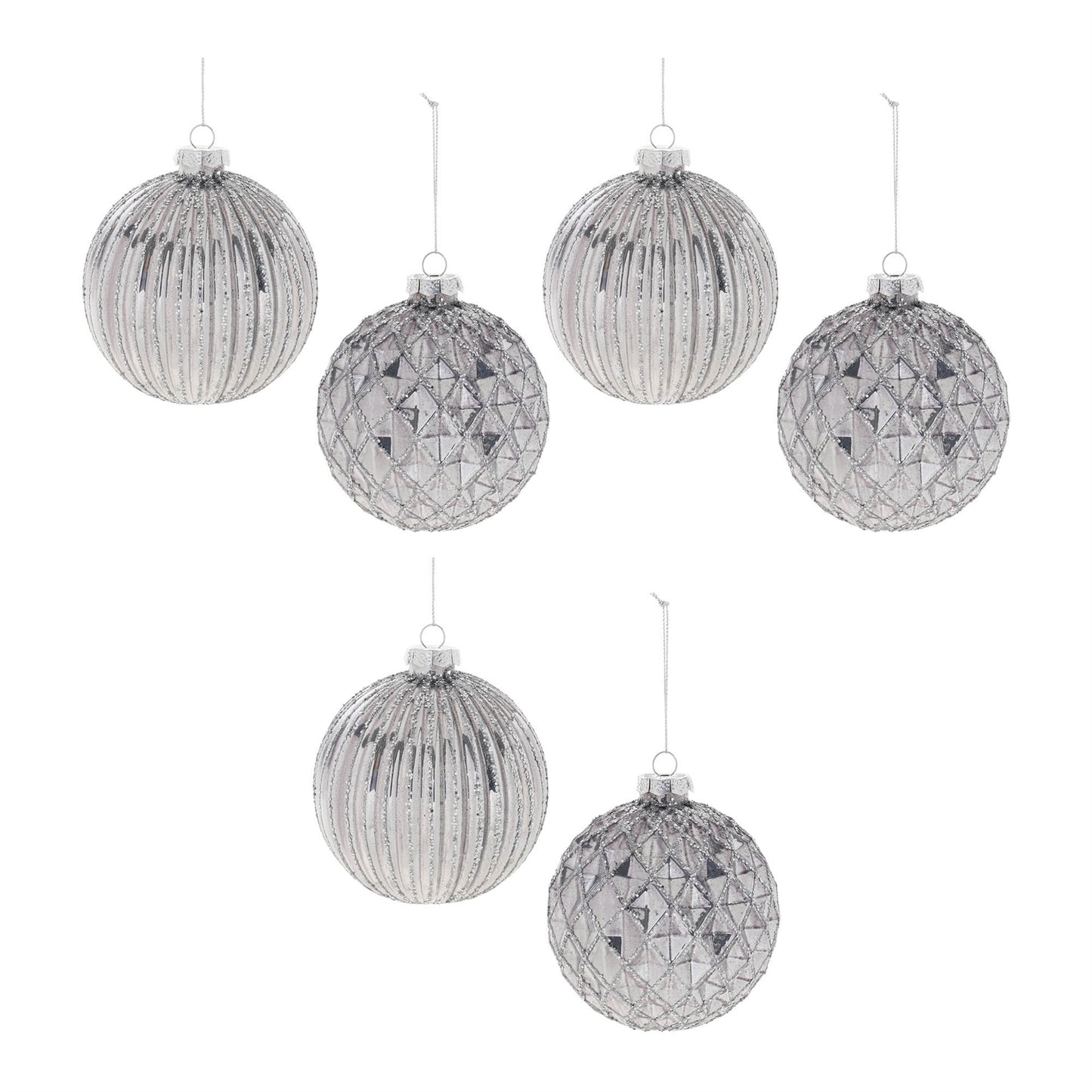 Glittered Glass Ball Ornament (Set of 6)