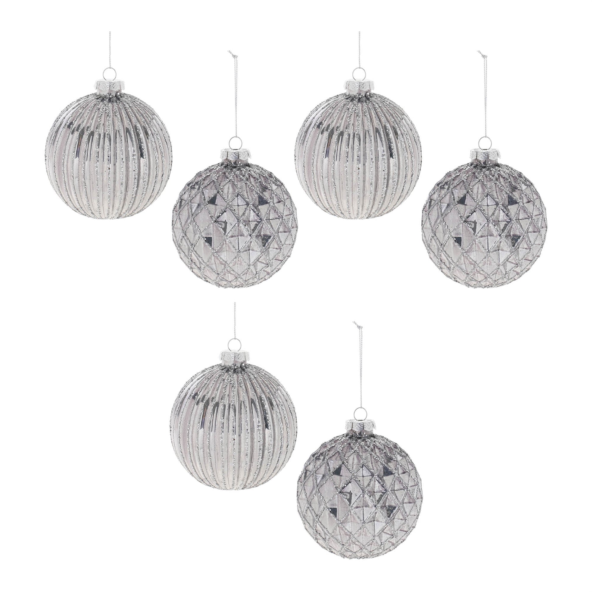 Glittered Glass Ball Ornament (Set of 6)
