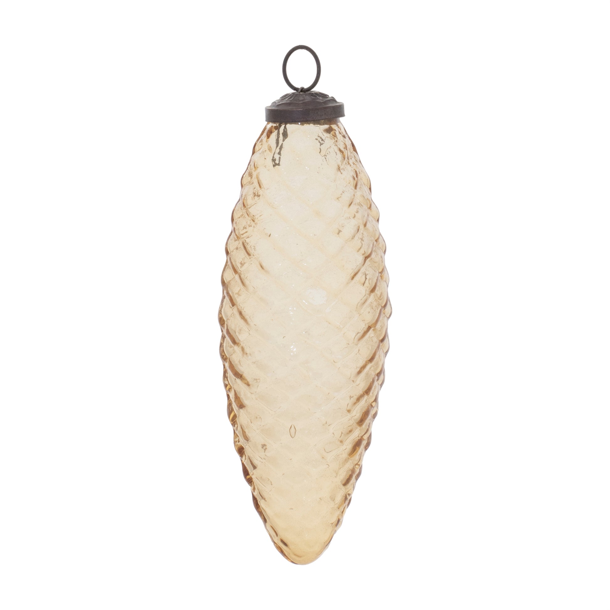 Amber Glass Pine Cone Ornaments – Set of 12