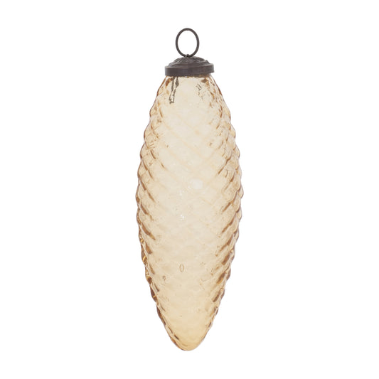 Amber Glass Pine Cone Ornaments – Set of 12
