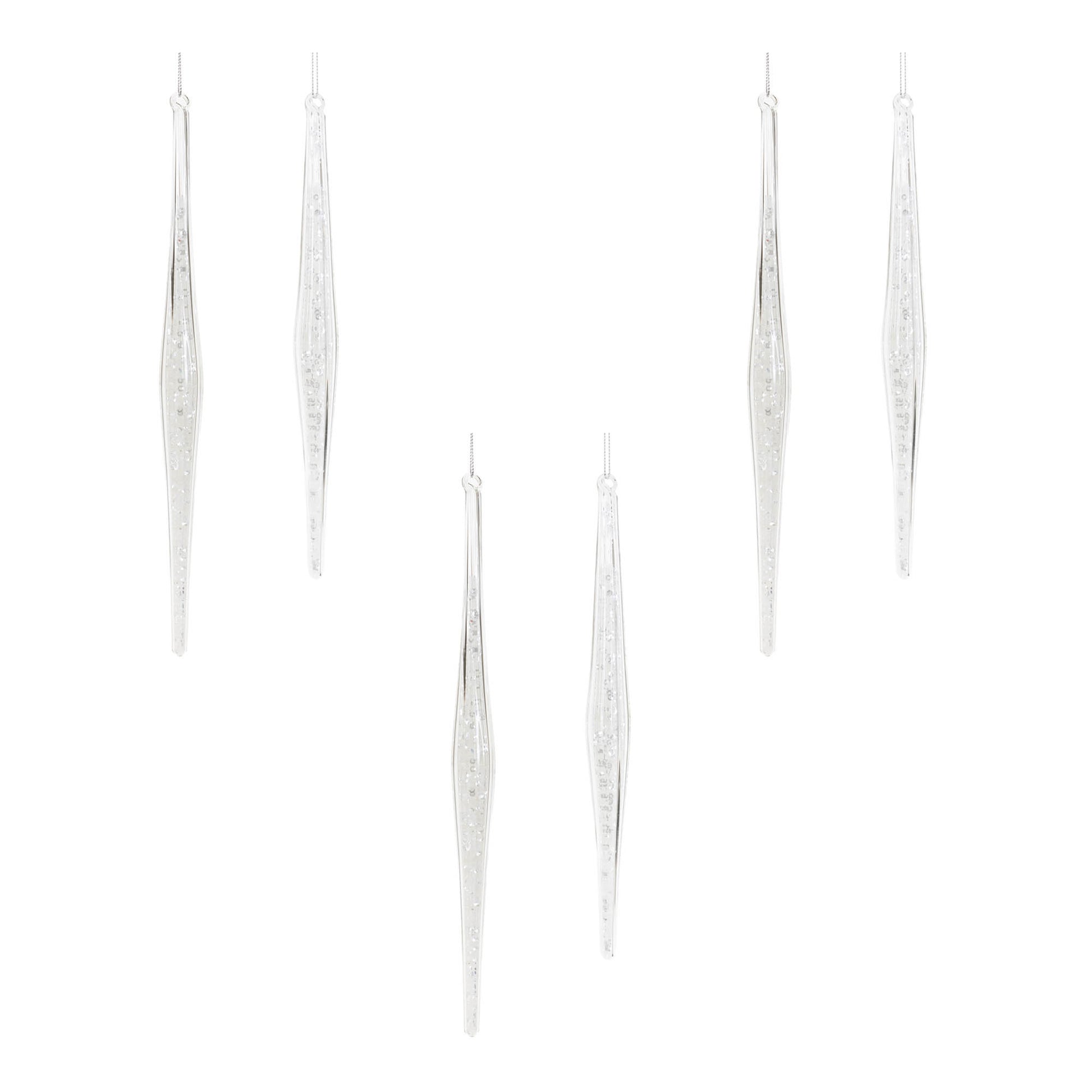 Clear Glass Icicle Drop Ornament (Set of 6)