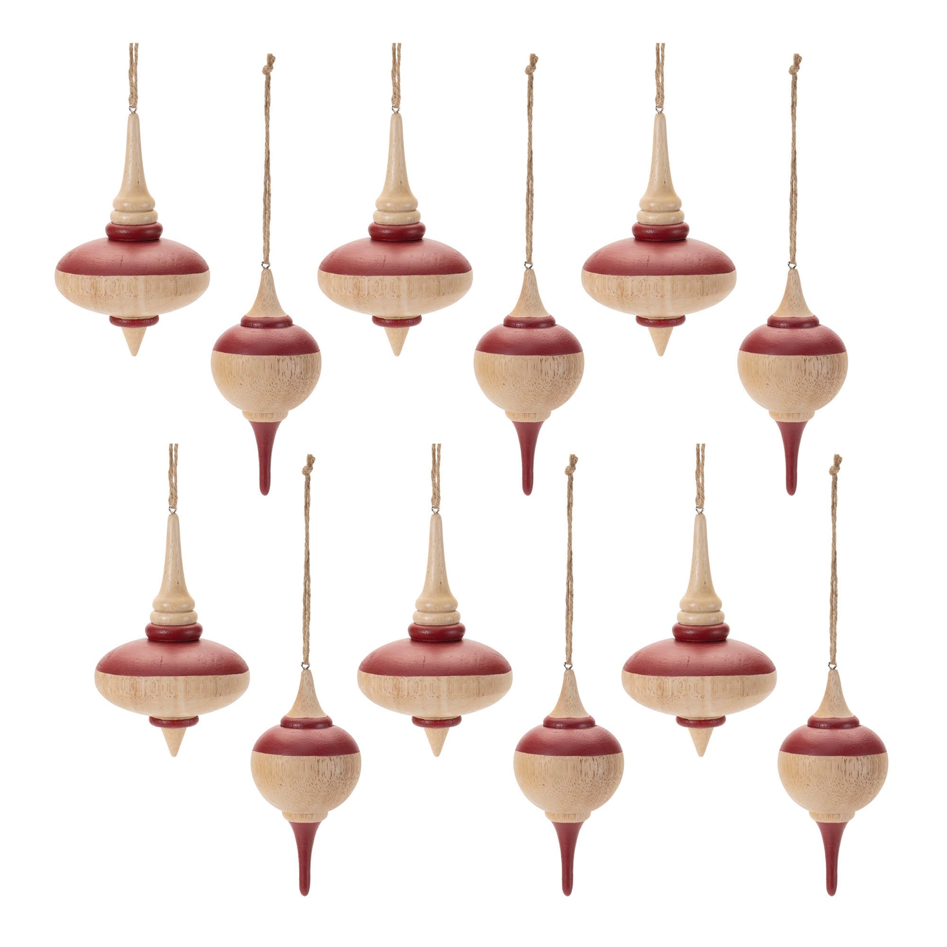 Oak Wood Top Ornament (Set of 12)