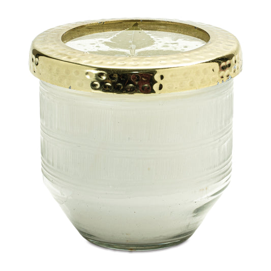 Whit Currant Scented Soy Candle with Pressed Floral Lid 4.25"D