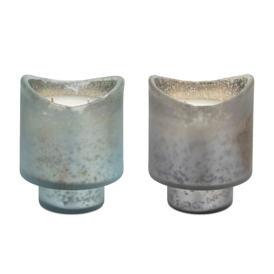 Red Currant Scented Soy Candle with Frosted Glass Holder (Set of 2)