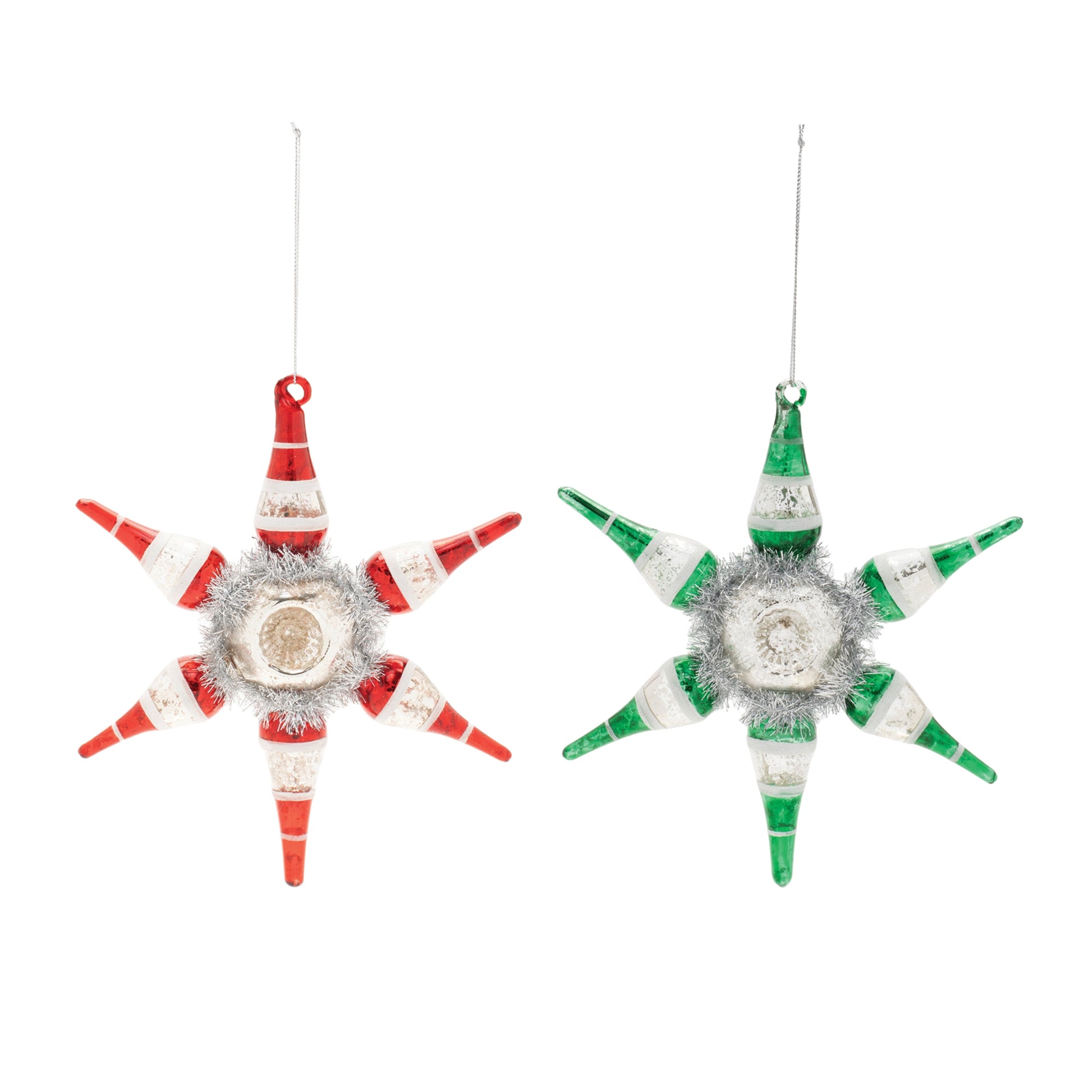 Vintage-Inspired Reflector Snowflake Ornaments – Set of 4