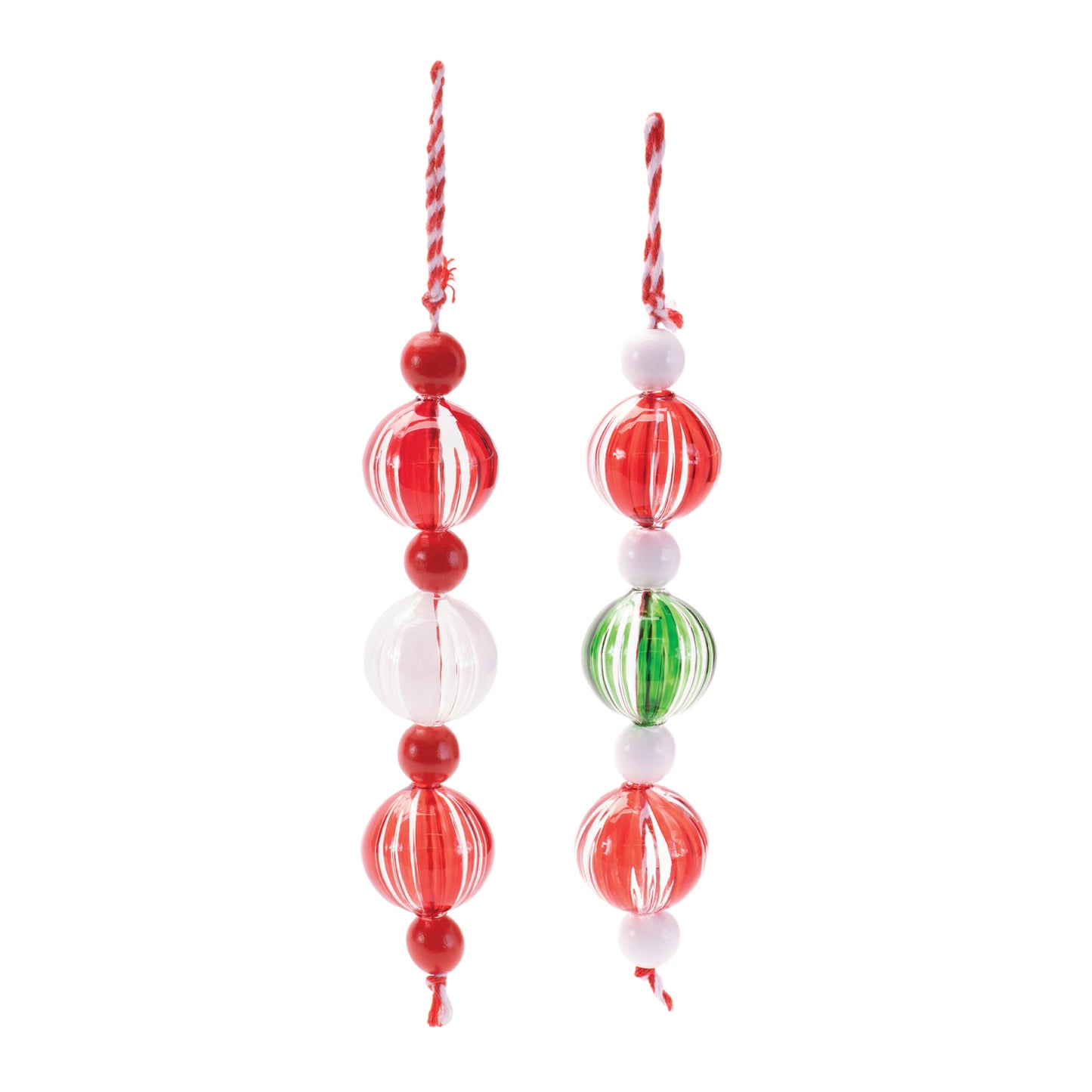 Striped Glass Mini Drop Ornaments – Set of 6