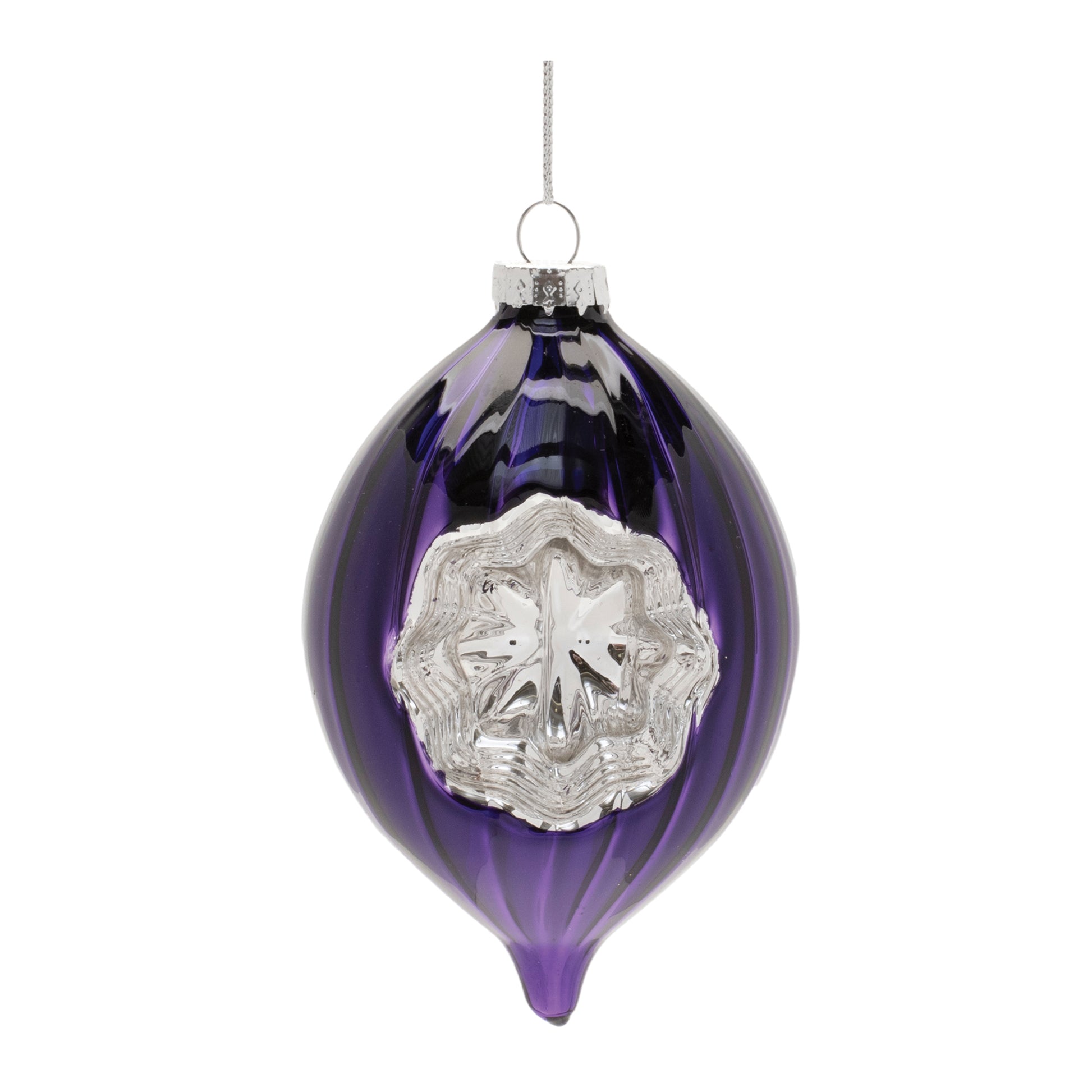 Purple Glass Reflector Ornaments – Set of 12
