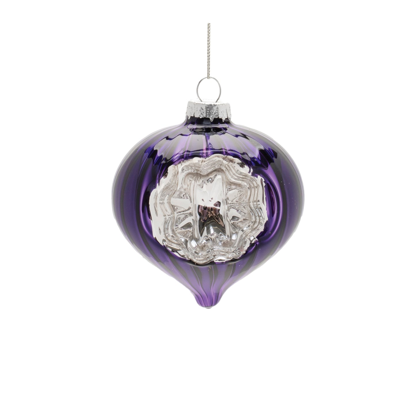 Purple Glass Reflector Ornaments – Set of 12