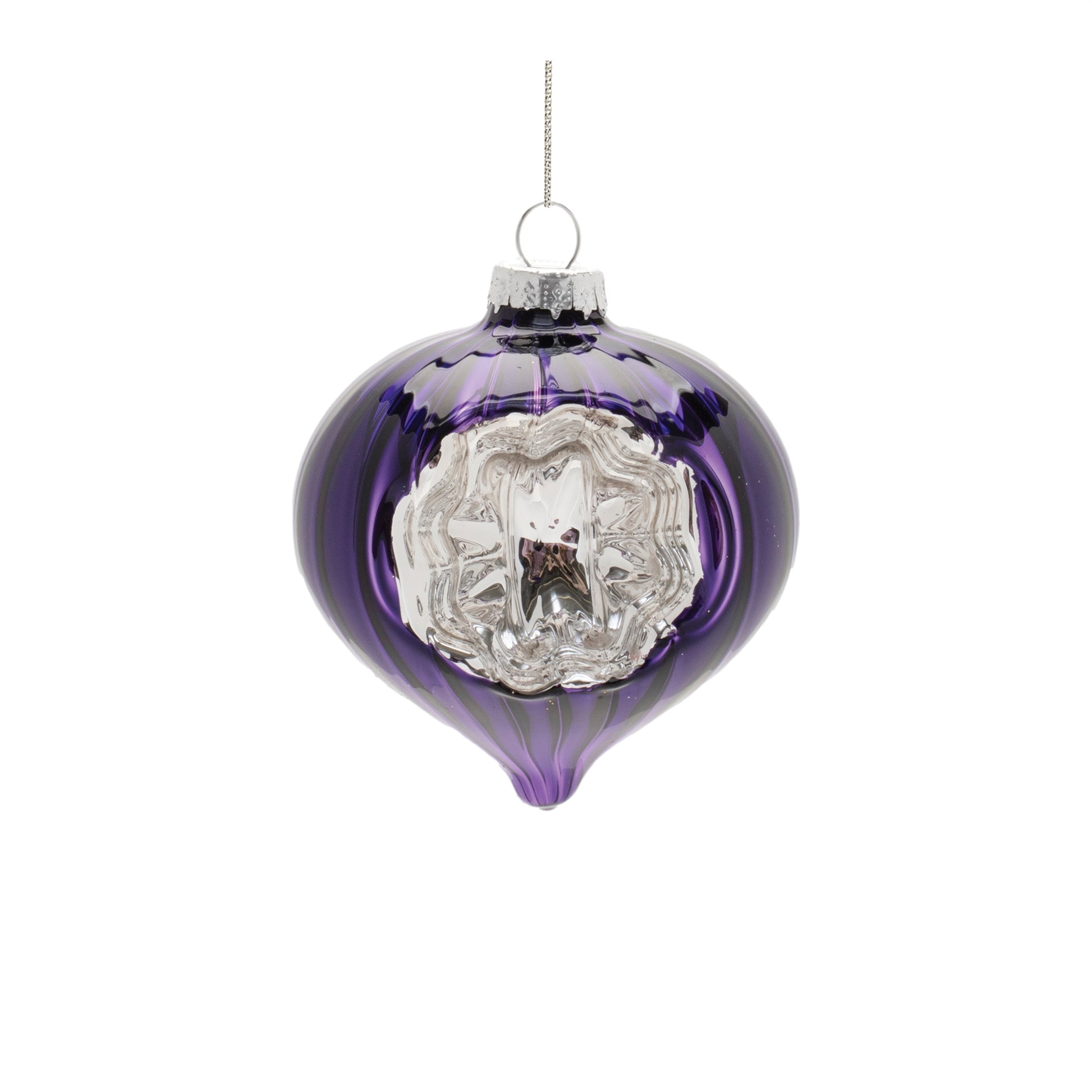 Purple Glass Reflector Ornaments – Set of 12