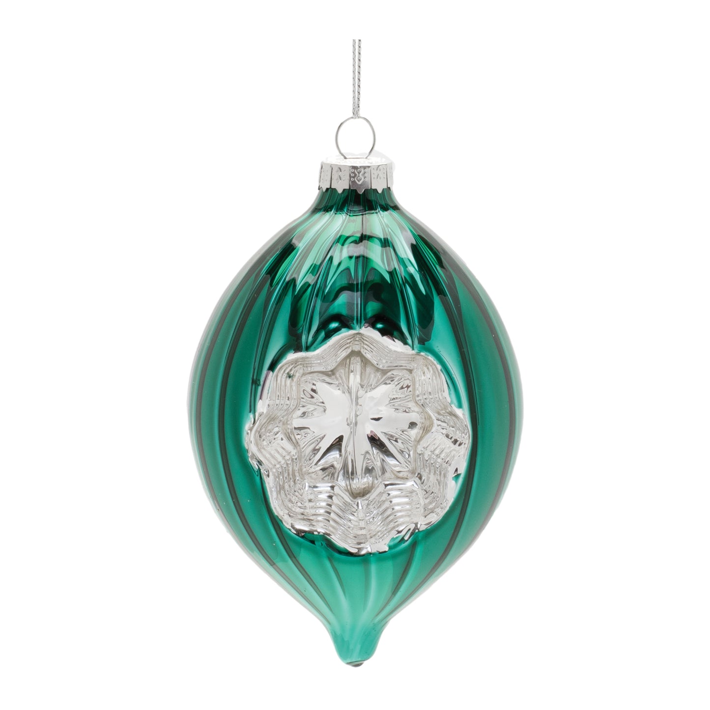 Green Glass Reflector Ornaments – Set of 12