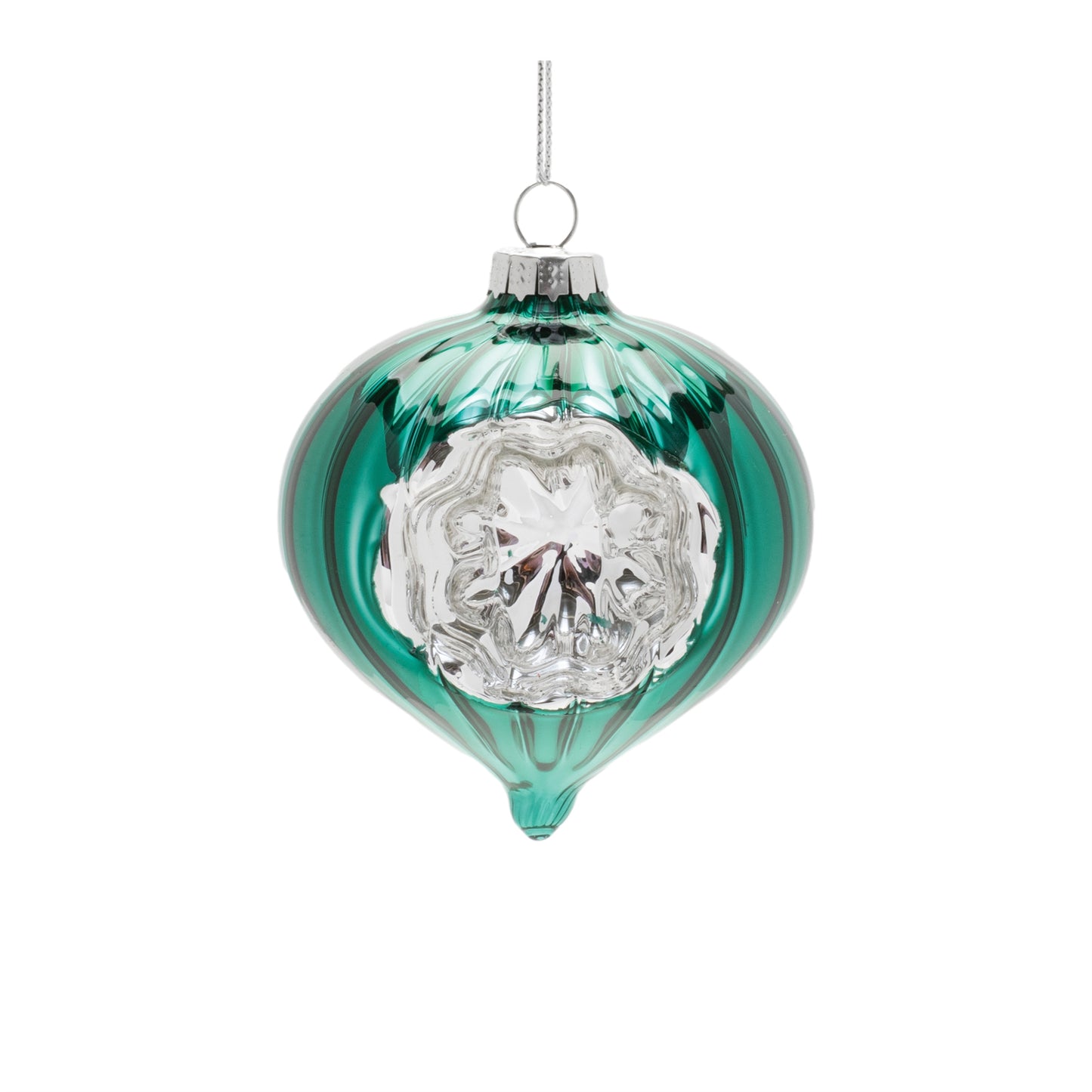 Green Glass Reflector Ornaments – Set of 12