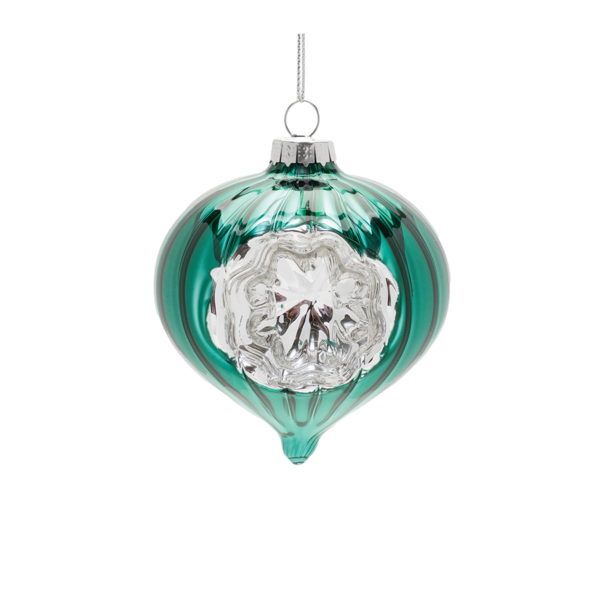 Green Glass Reflector Ornaments – Set of 12