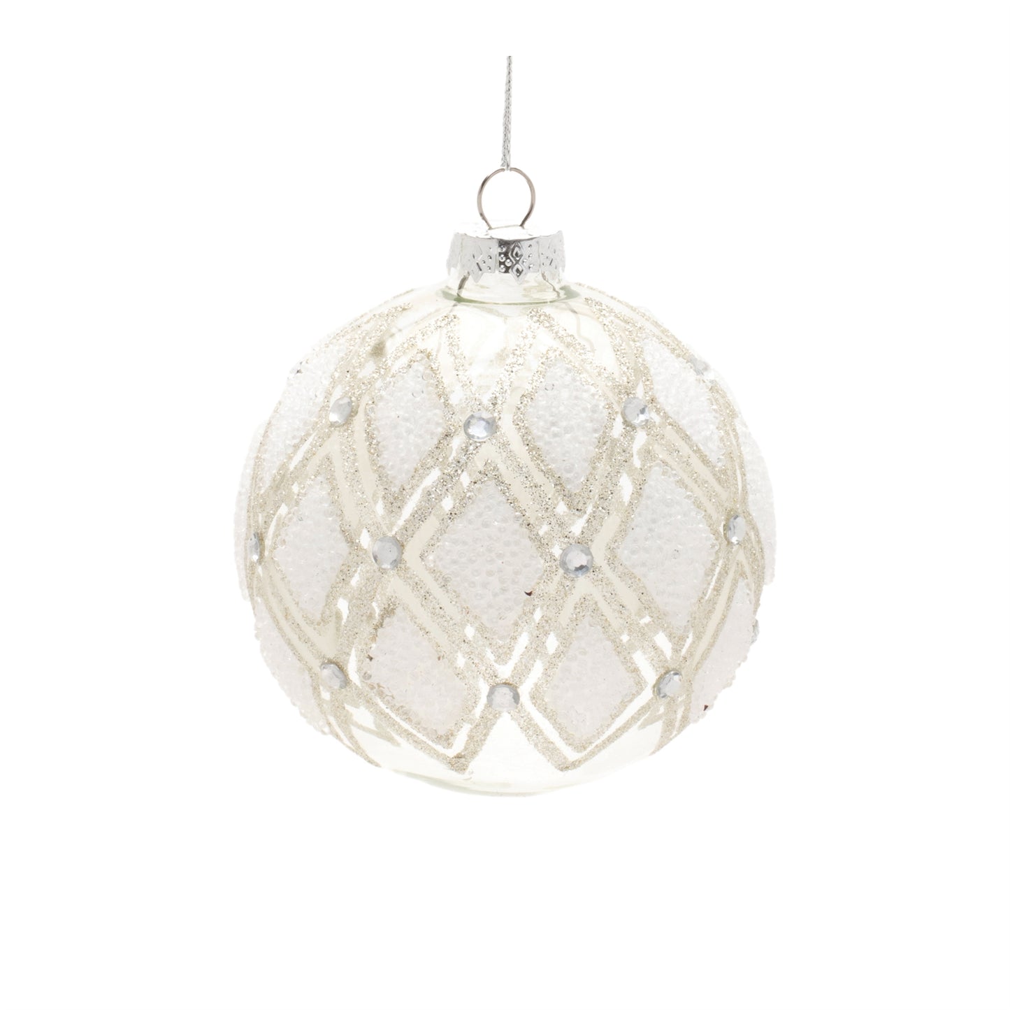 Jeweled Diamond Glass Ornament (Set of 6)