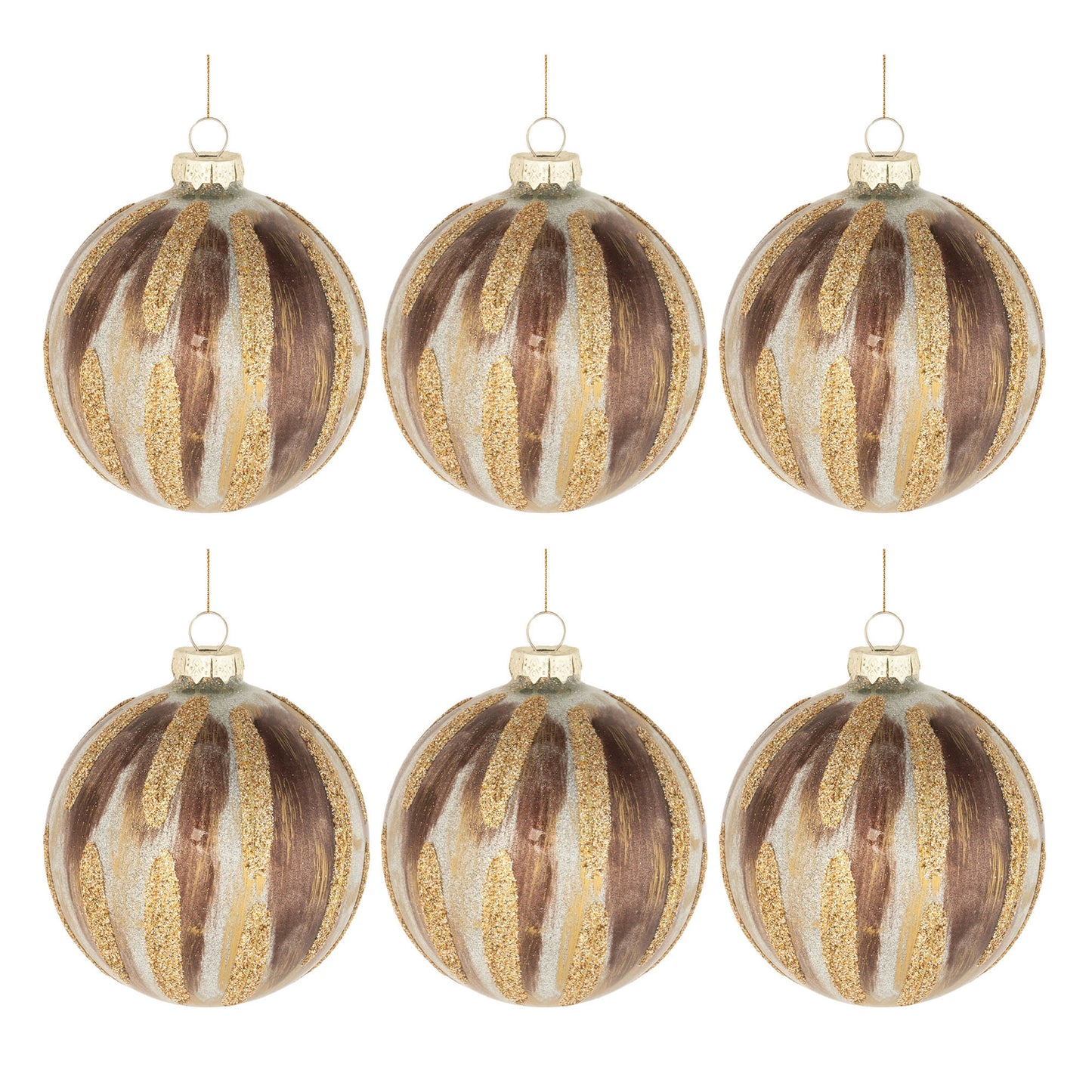 Glitter Painted Glass Ball Ornament (Set of 6)