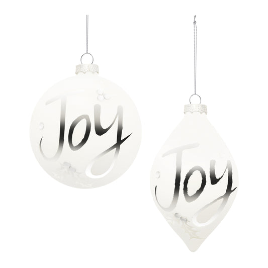 Frosted Glass Joy Ornament (Set of 6)