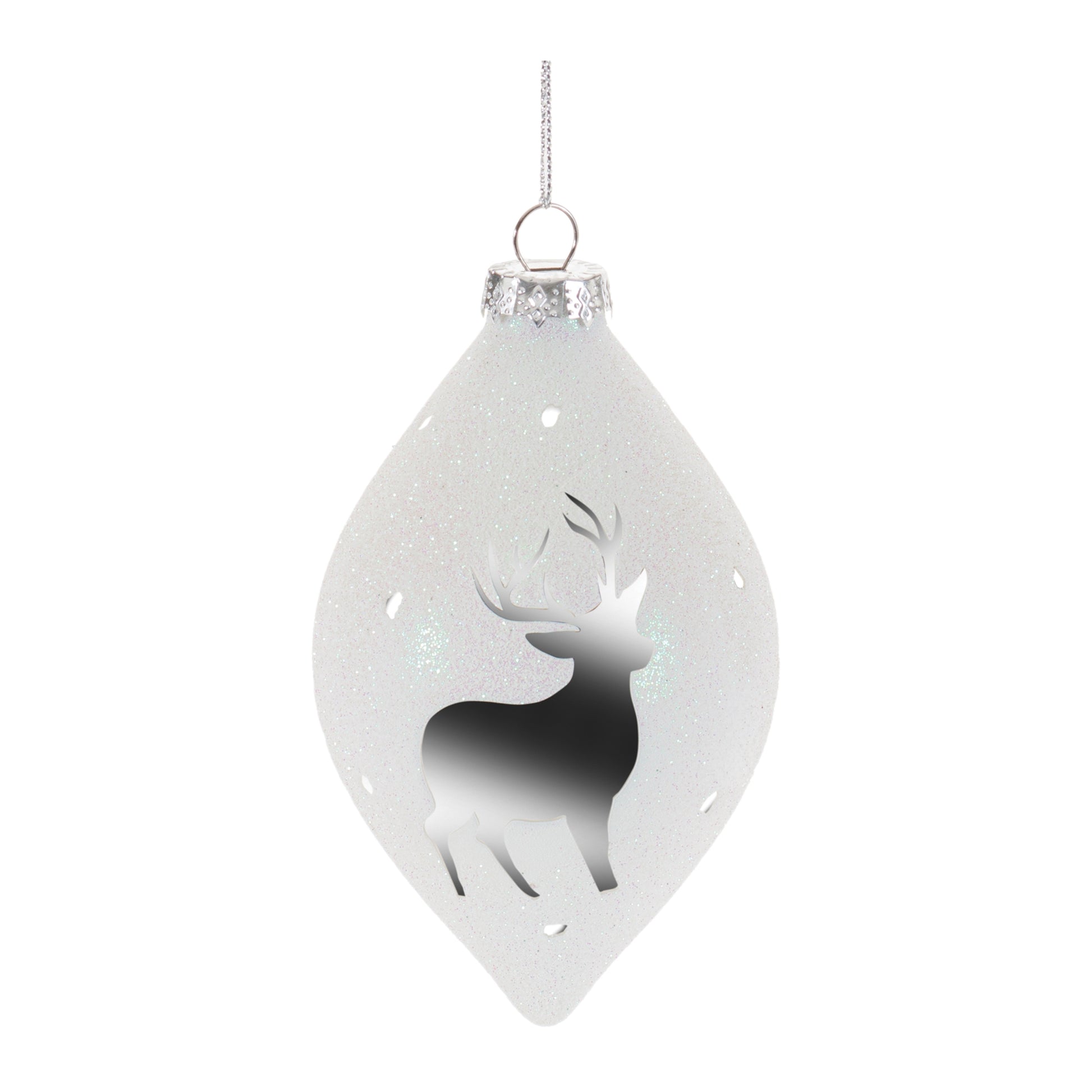 Glittered Glass Deer Ornament (Set of 6)