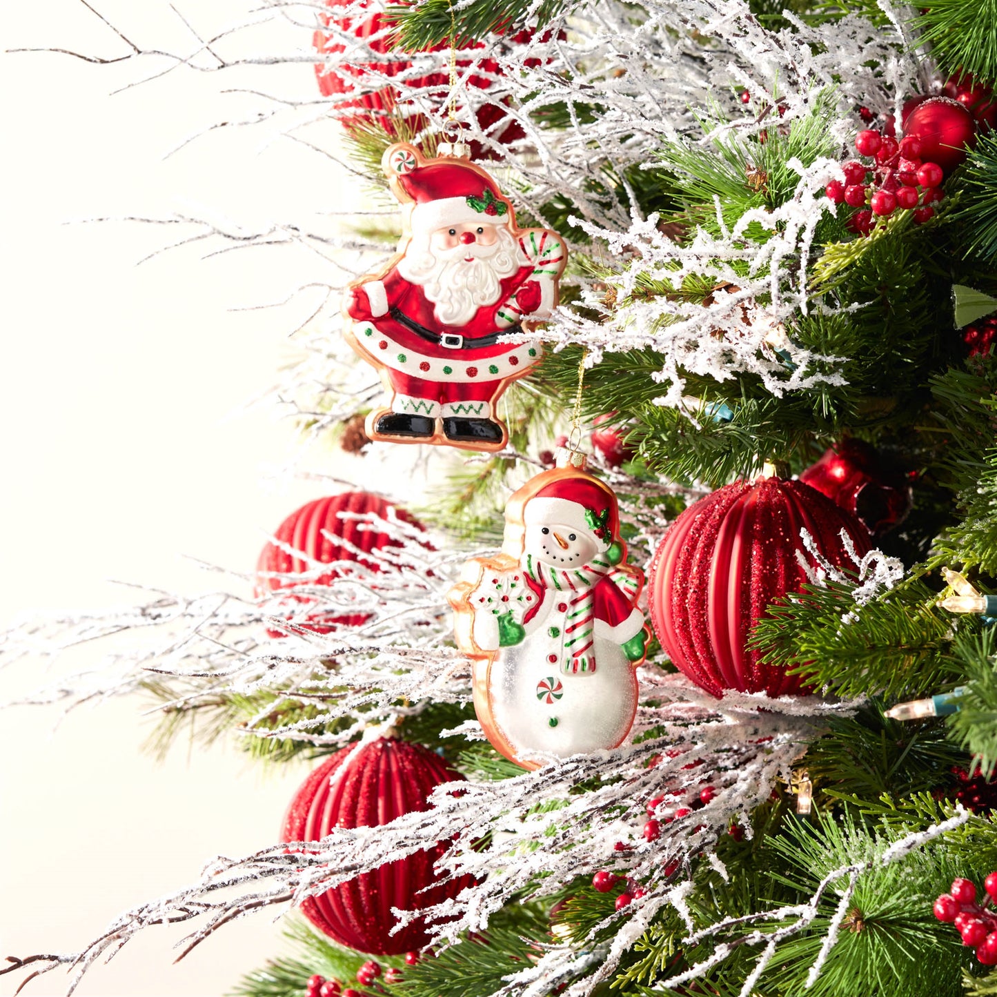 Glass Santa and Snowman Cookie Ornament (Set of 12)