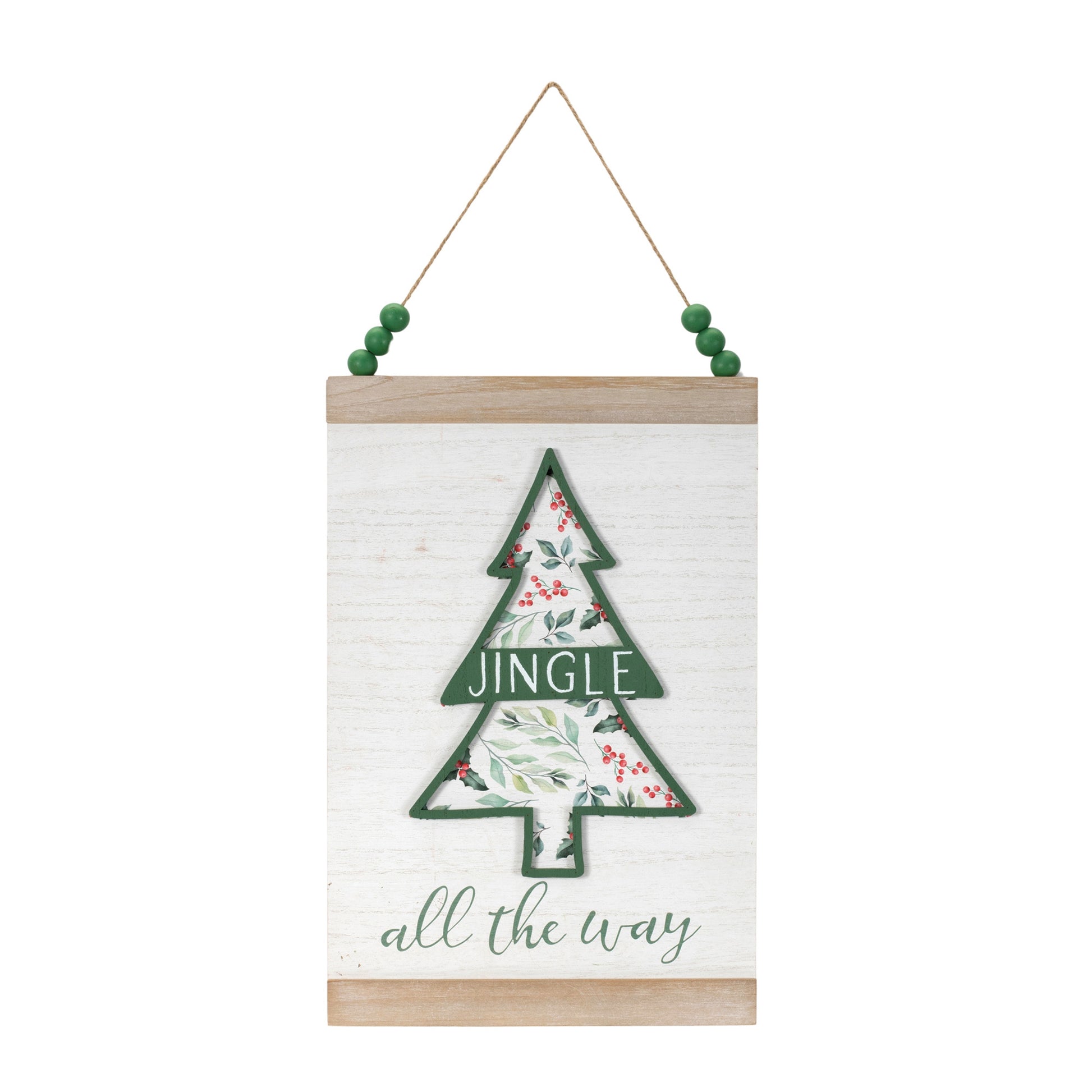 Wood Beaded Merry Christmas Banner (Set of 2)