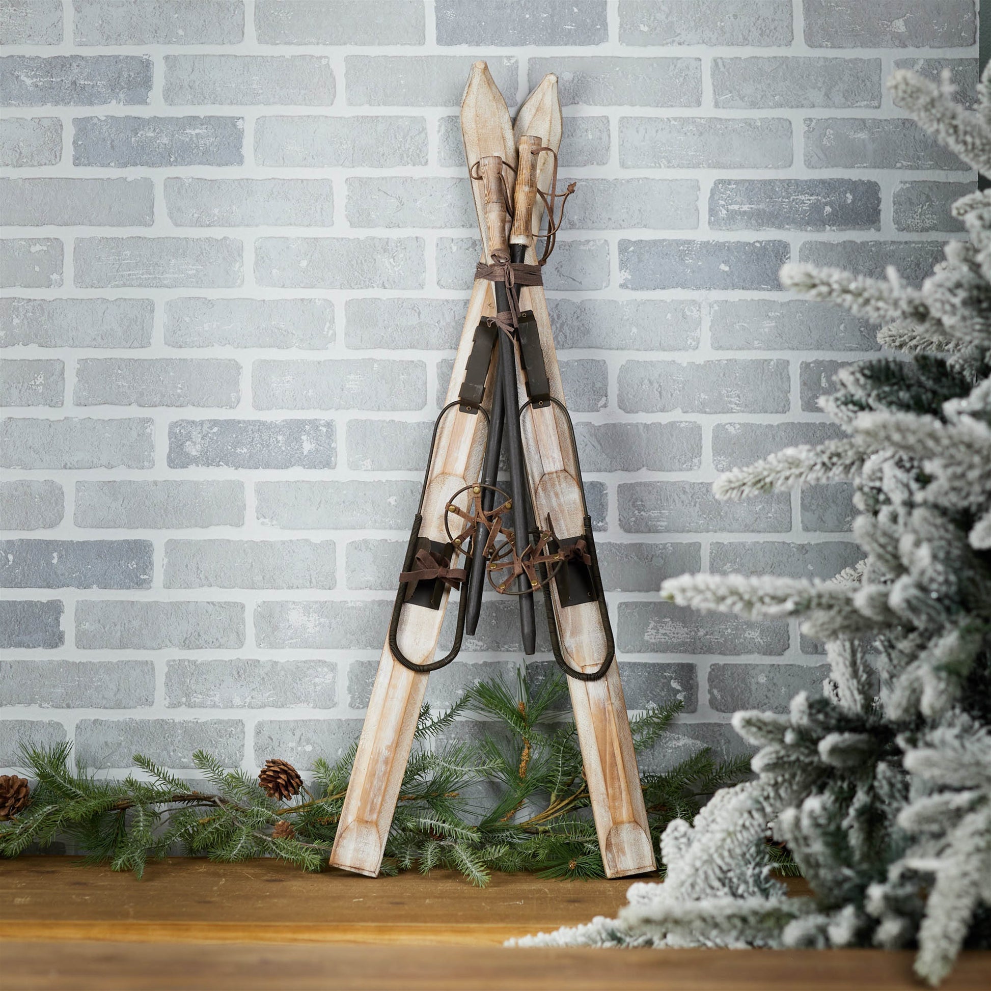 Decorative Pair of Skis and Poles 36"H