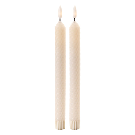 FIA Wick Beige Textured Taper Candle (Set of 2)