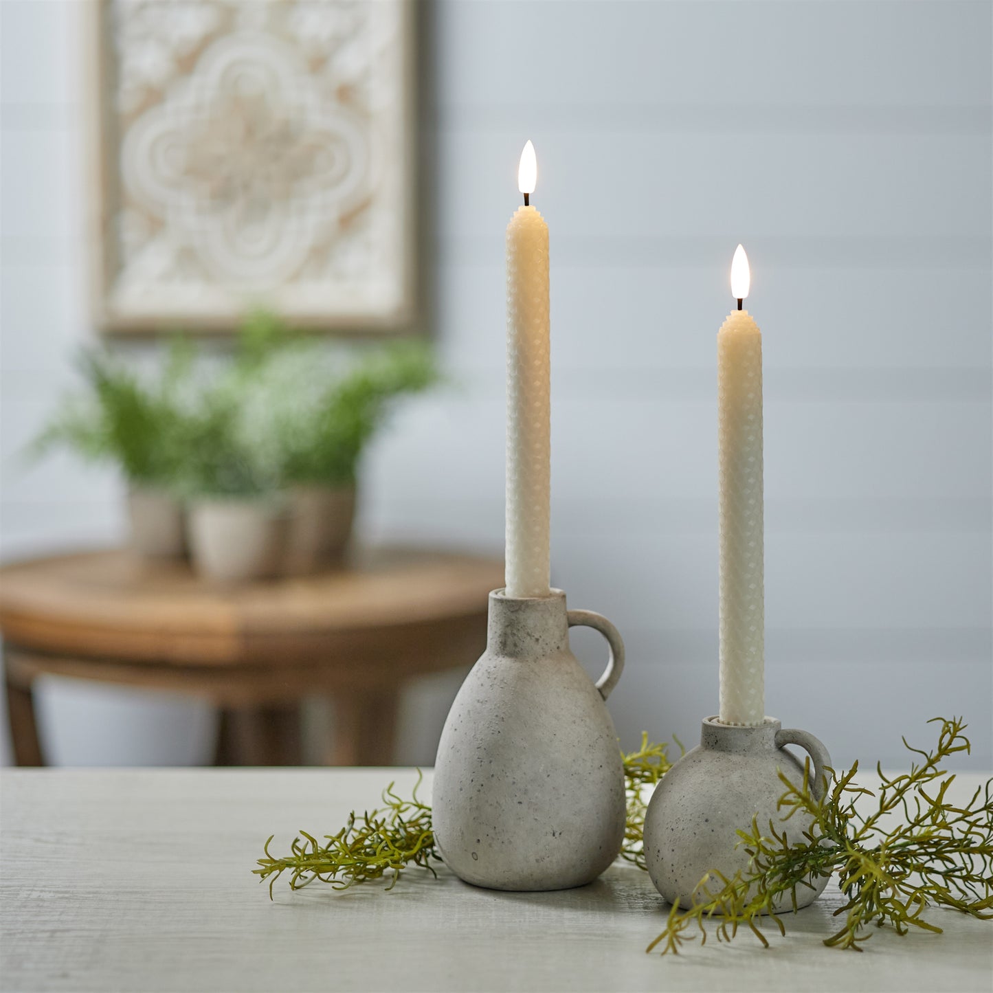 FIA Wick Beige Textured Taper Candle (Set of 2)