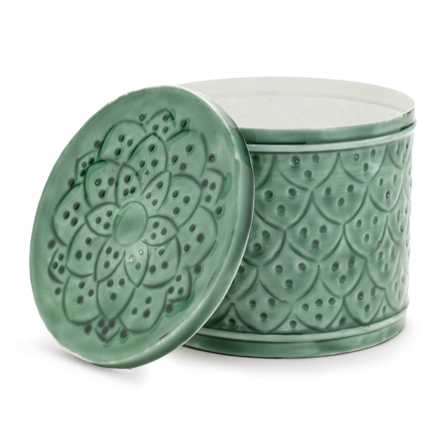 Sage Green Metal Container with Lid (Set of 2)