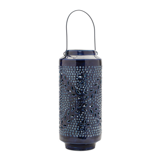 Snowflake Punched Metal Candle Lantern 15.5"H
