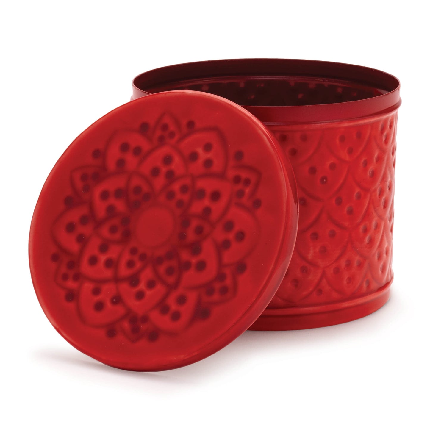 Red Metal Container with Lid (Set of 2)
